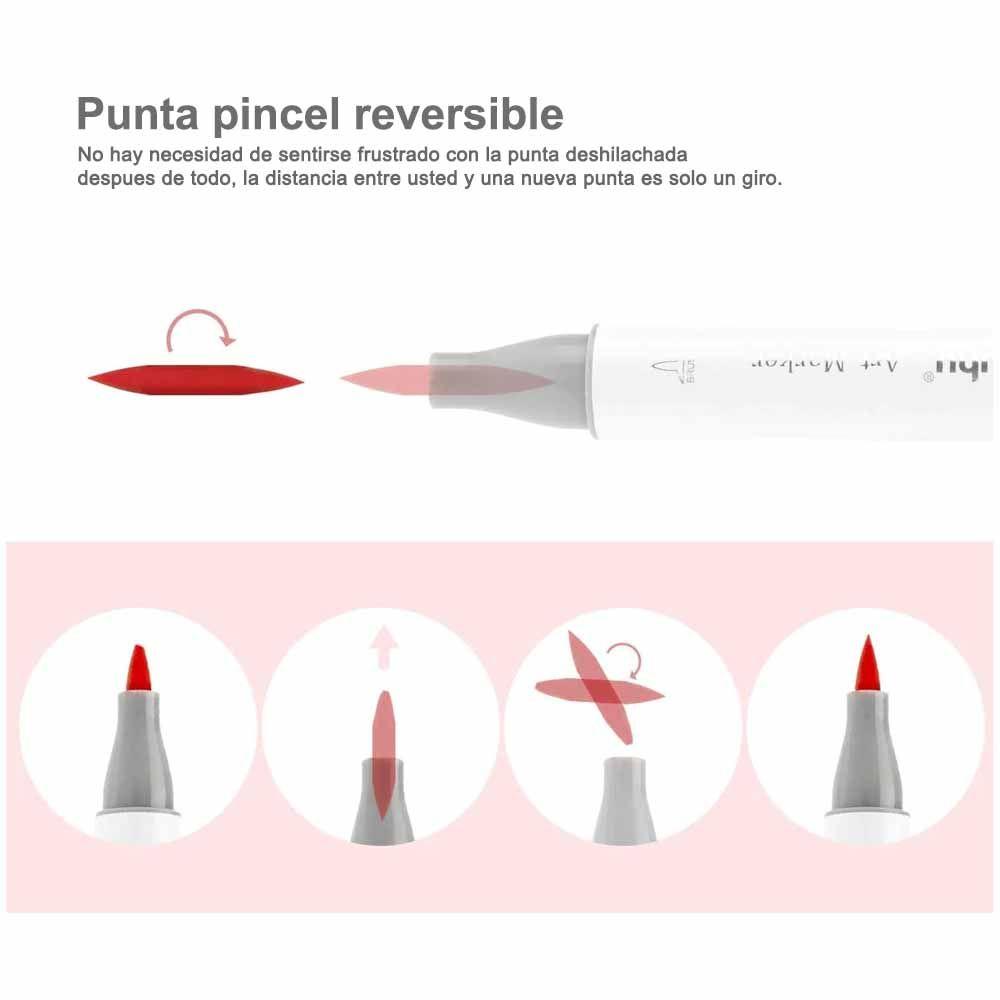 Ohuhu 72  Marcadores De Alcohol + 1 Blender Pincel& Biselada-4