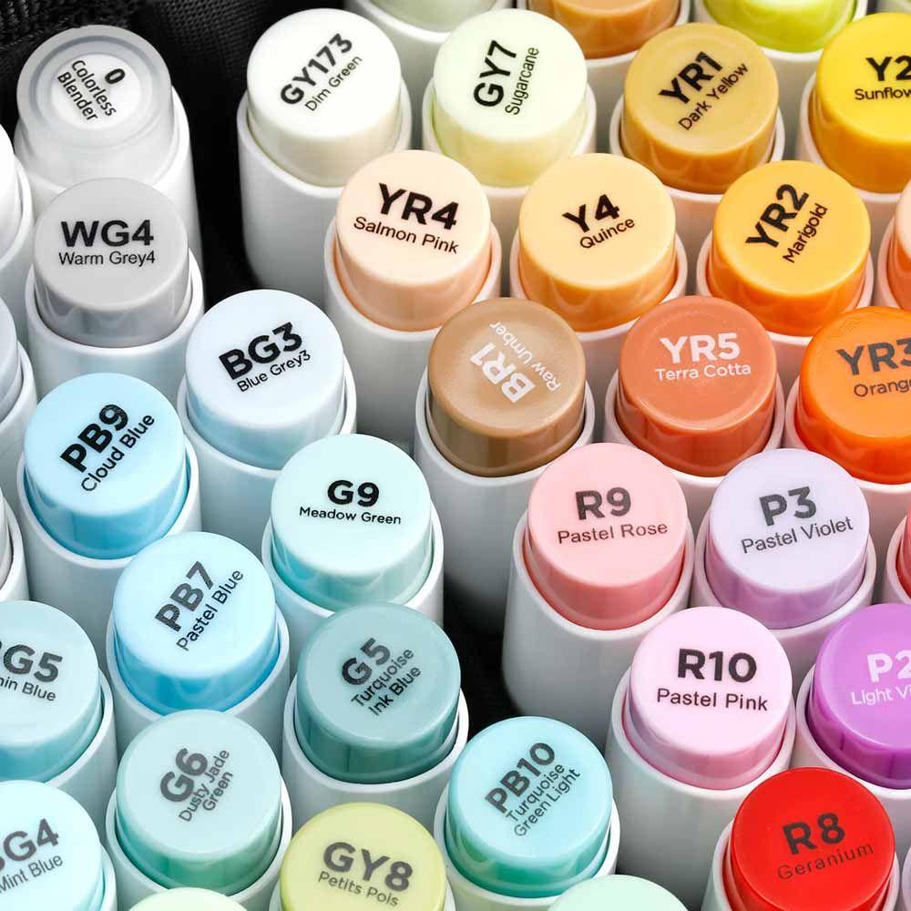 Ohuhu 72  Marcadores De Alcohol + 1 Blender Pincel& Biselada-5