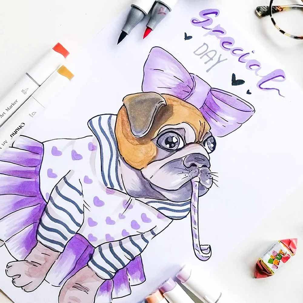 Ohuhu 72  Marcadores De Alcohol + 1 Blender Pincel& Biselada-6