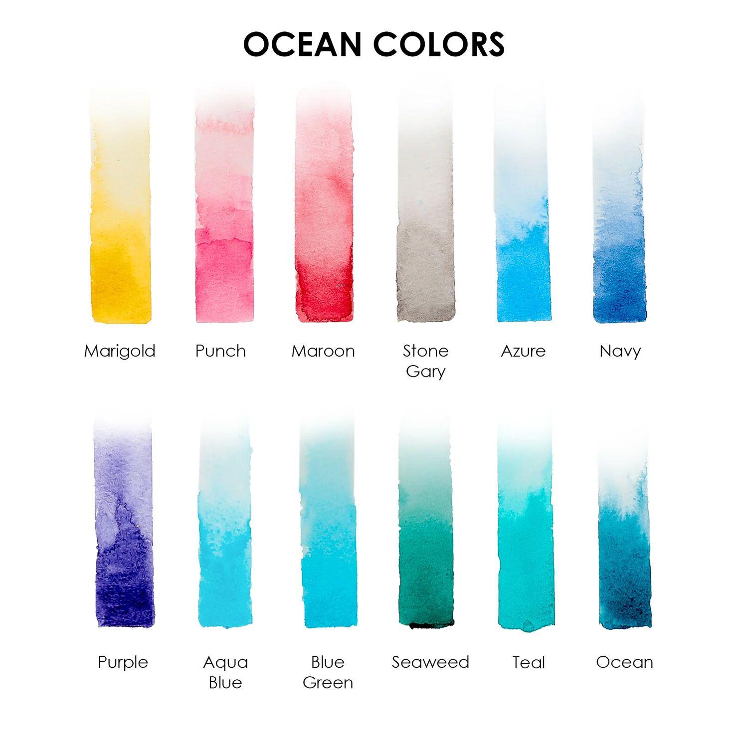 Grabie Set Acuarela de Bolsillo + Pincel 12 colores Océano-2