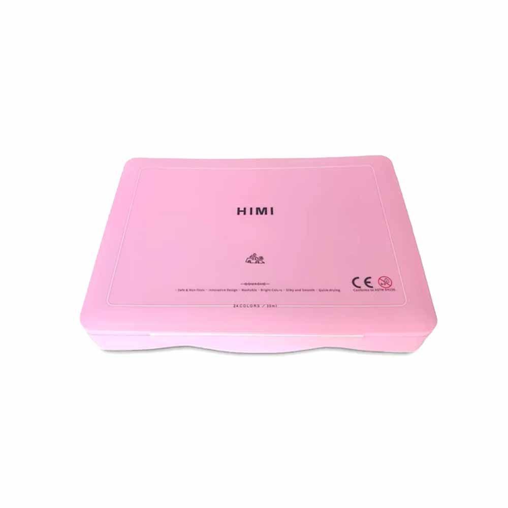 Set himi gouache 24 colores / 30gr incluye pinceles rosado-3