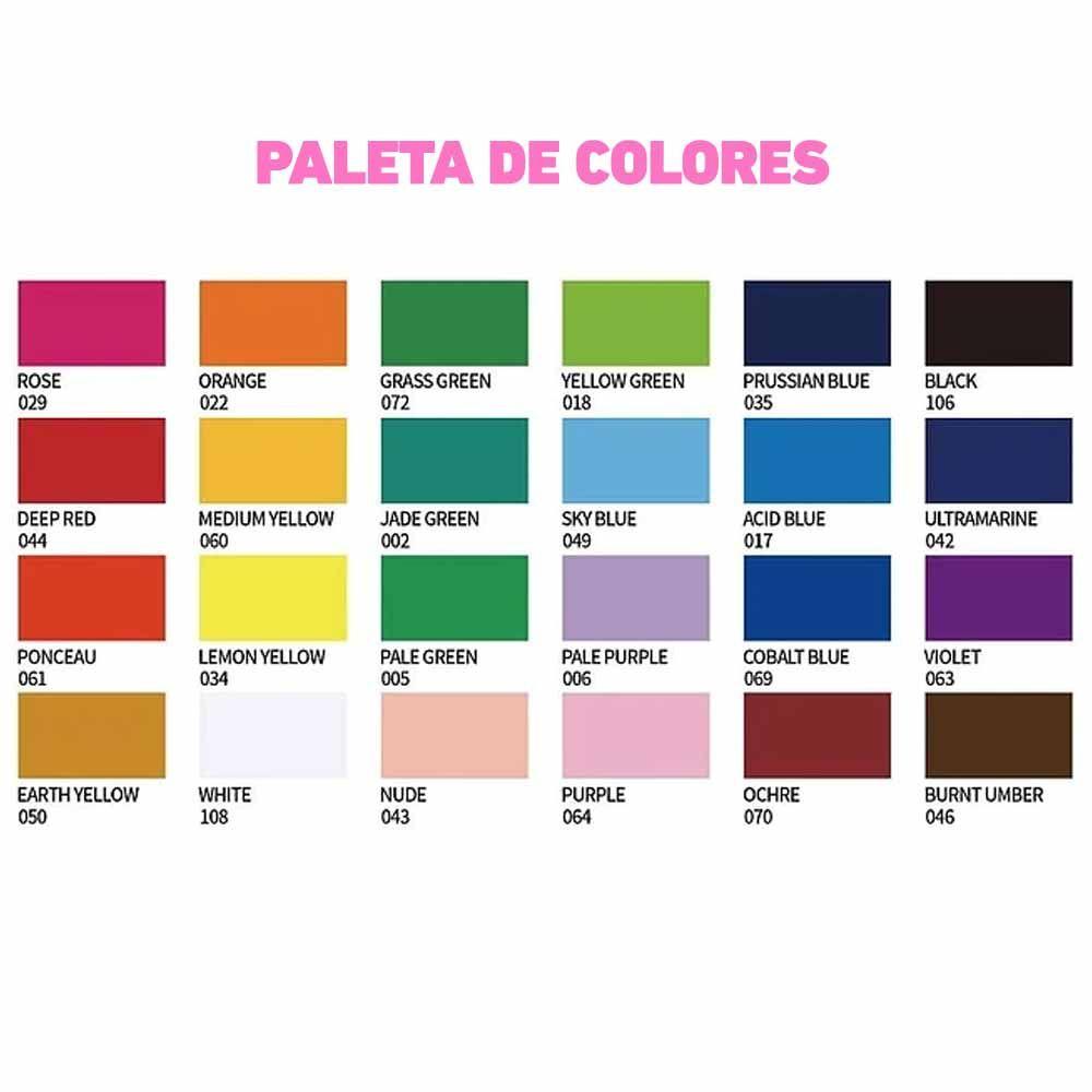 Set himi gouache 24 colores / 30gr incluye pinceles rosado-4