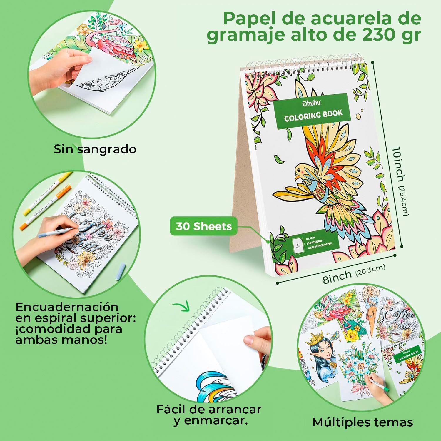 Ohuhu 40 Marcadores PaperFriendly +Libro de Colorear 30hojas-4