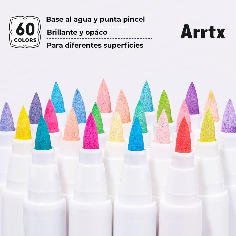 ARRTX MARCADORES DE ACRÍLICO 60 COLORES PUNTA PINCEL-3
