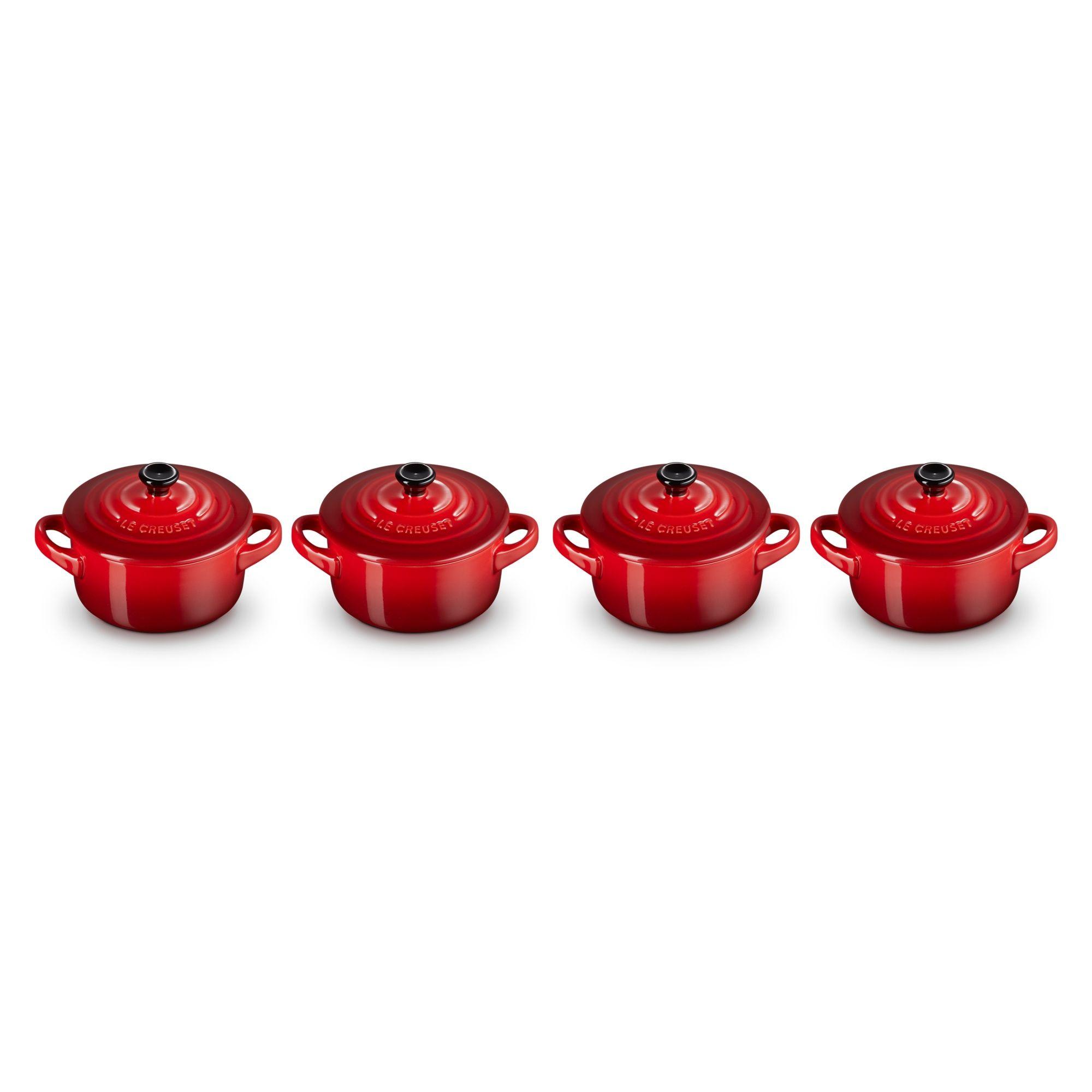 Le Creuset Set 4 Mini Cocotte Redondo 10cm Cereza Cerámica-2