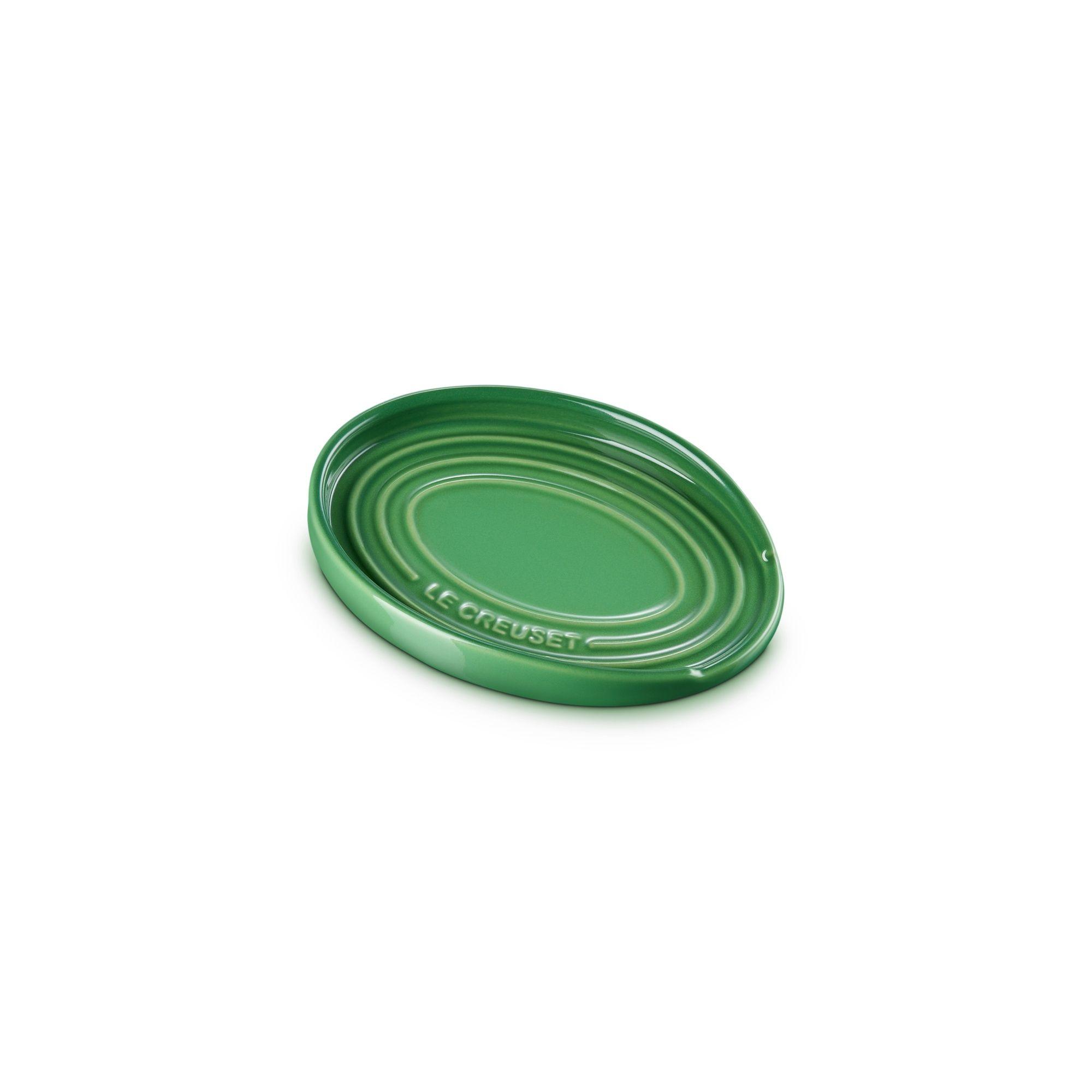 Le Creuset Reposa Cuchara Ovalado Verde Bamboo Cerámica-2