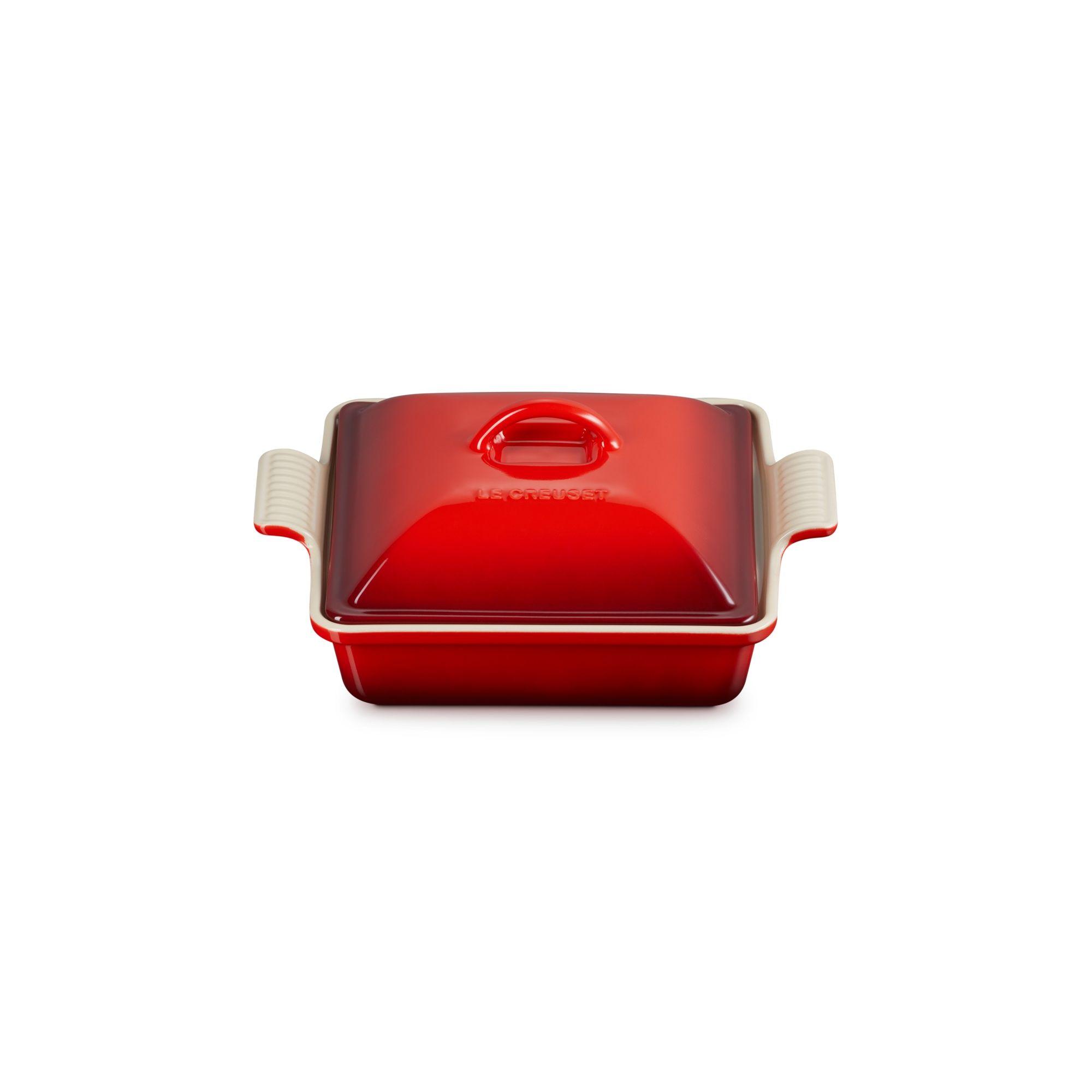 Le Creuset Bandeja Cuadrada Heritage c/ tapa 23cm Cereza-2