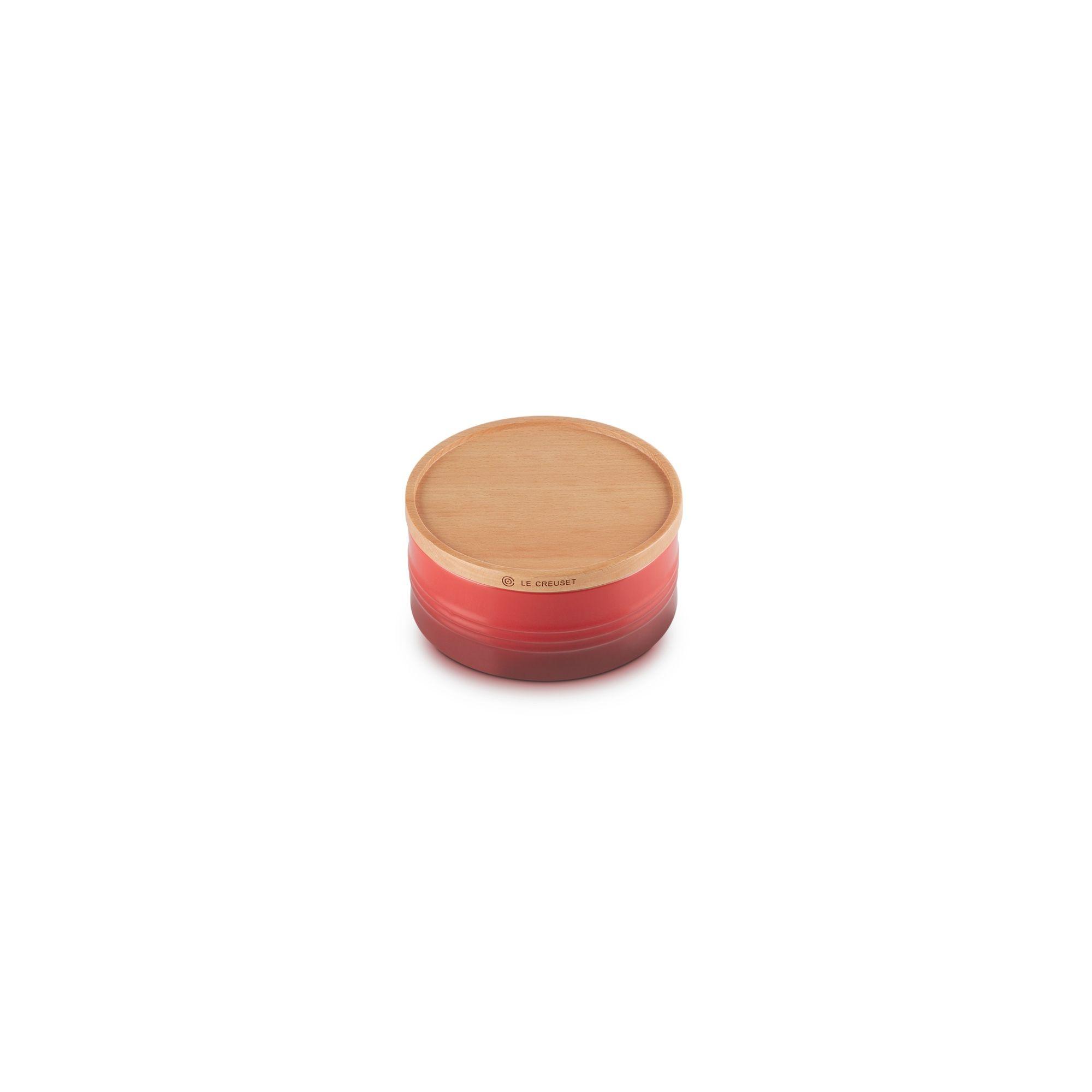 Le Creuset Bote 14Cm Con Tapa De Madera Cereza Cerámica-2