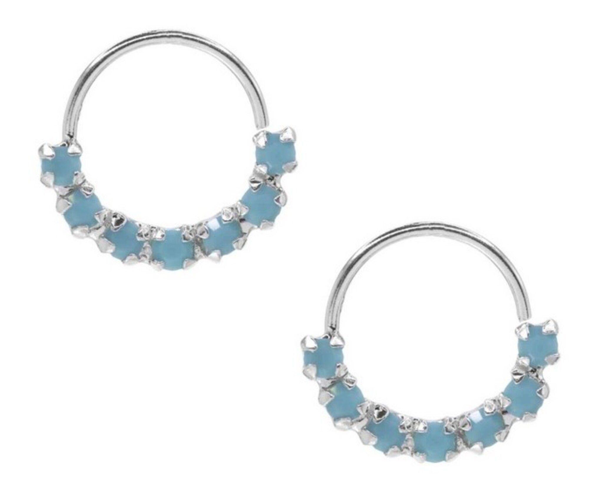 Aro Plata 925 Piercing Celeste Caja De Regalo-0