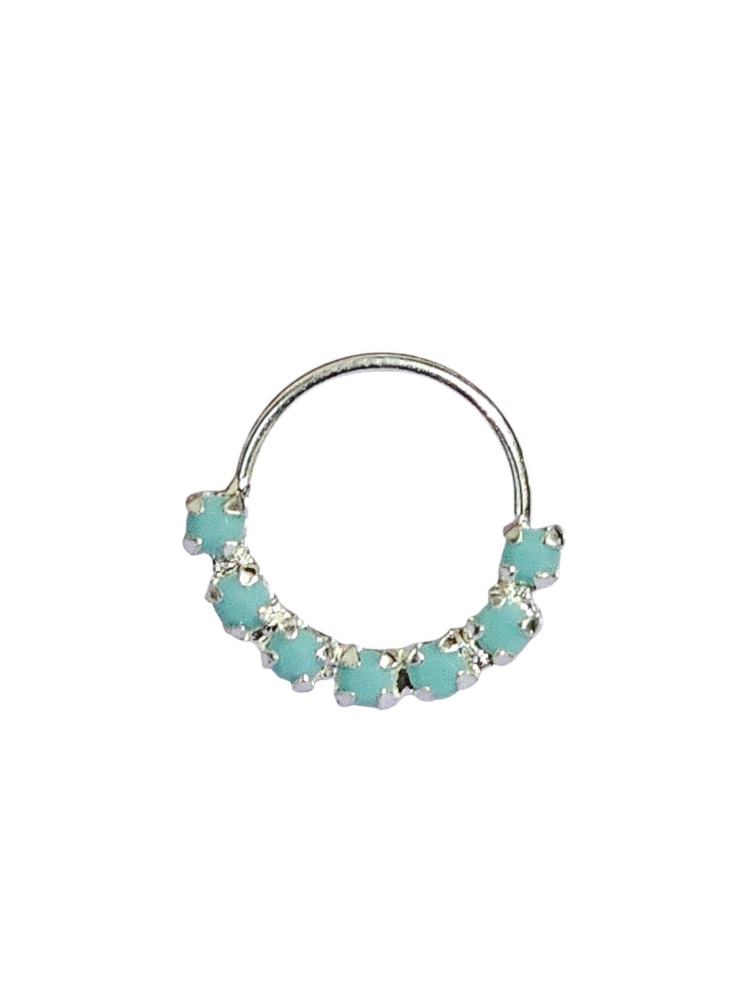 Aro Plata 925 Piercing Celeste Caja De Regalo-1