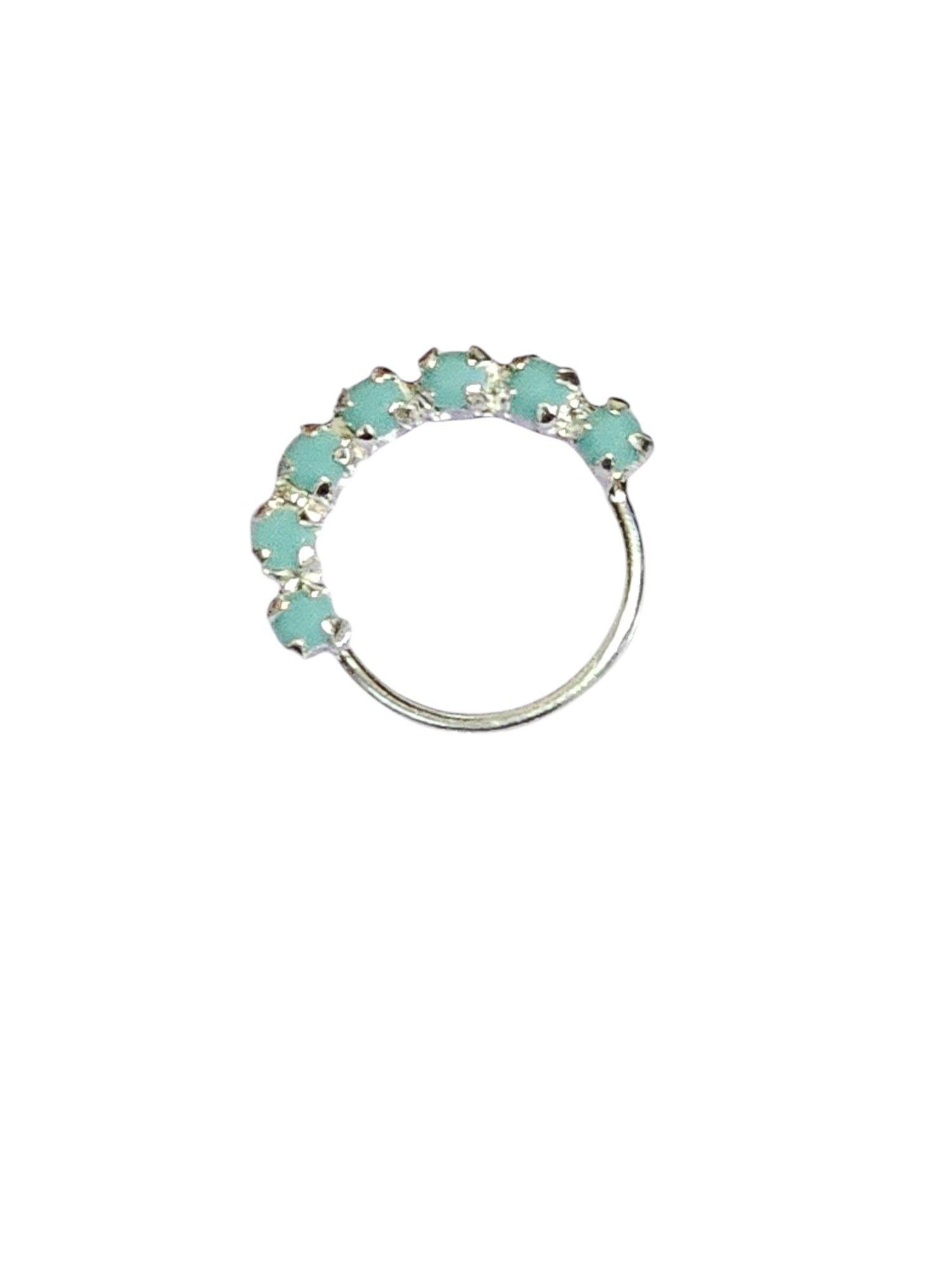 Aro Plata 925 Piercing Celeste Caja De Regalo-2