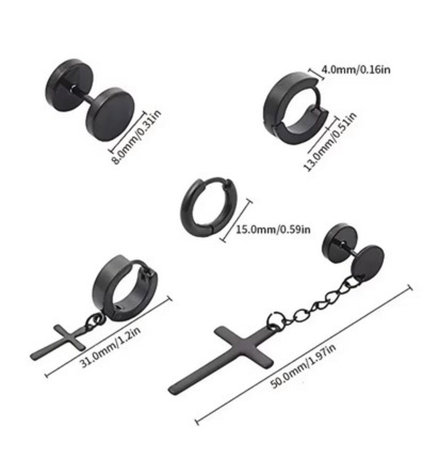 Aro Piercing Falso Pack 5 Pares Acero Hombre Mujer (10 Unds)-1