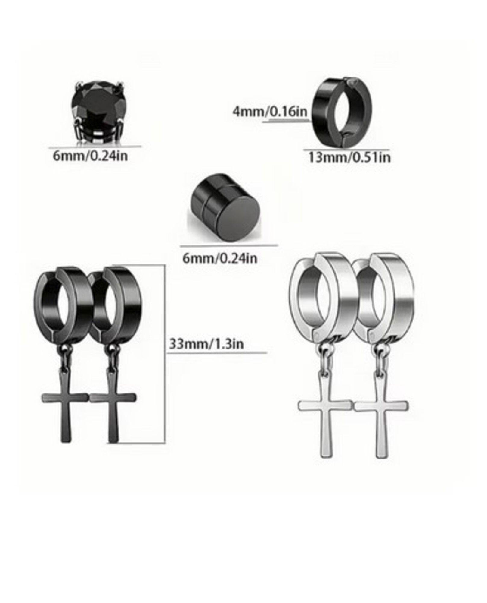 Aro Piercing Falso Pack 5 Pares Acero Hombre Mujer (10 Unds)-4