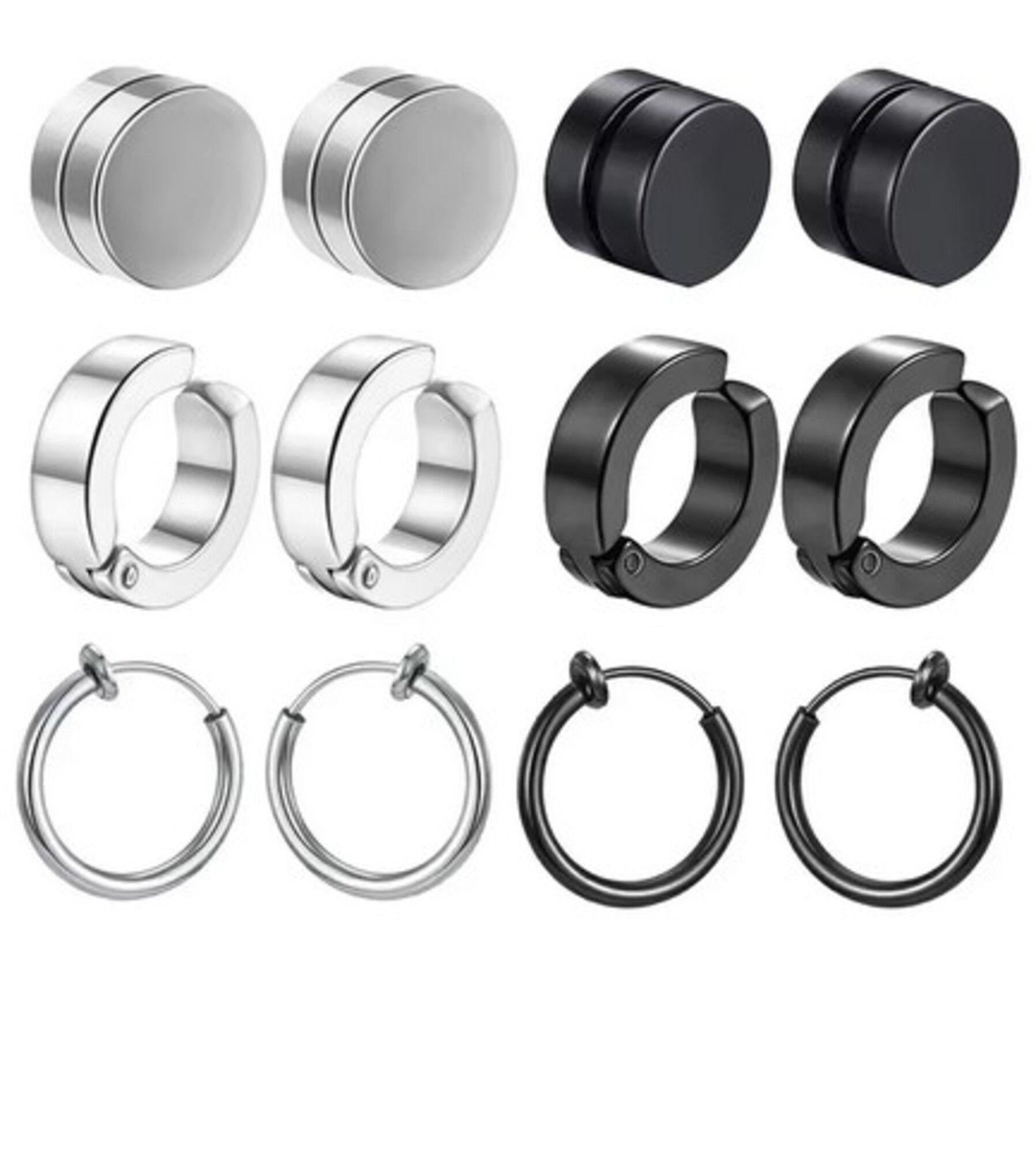 Aro Piercing Falso Pack 6 Pares Acero Hombre Mujer (12 Unds)-0