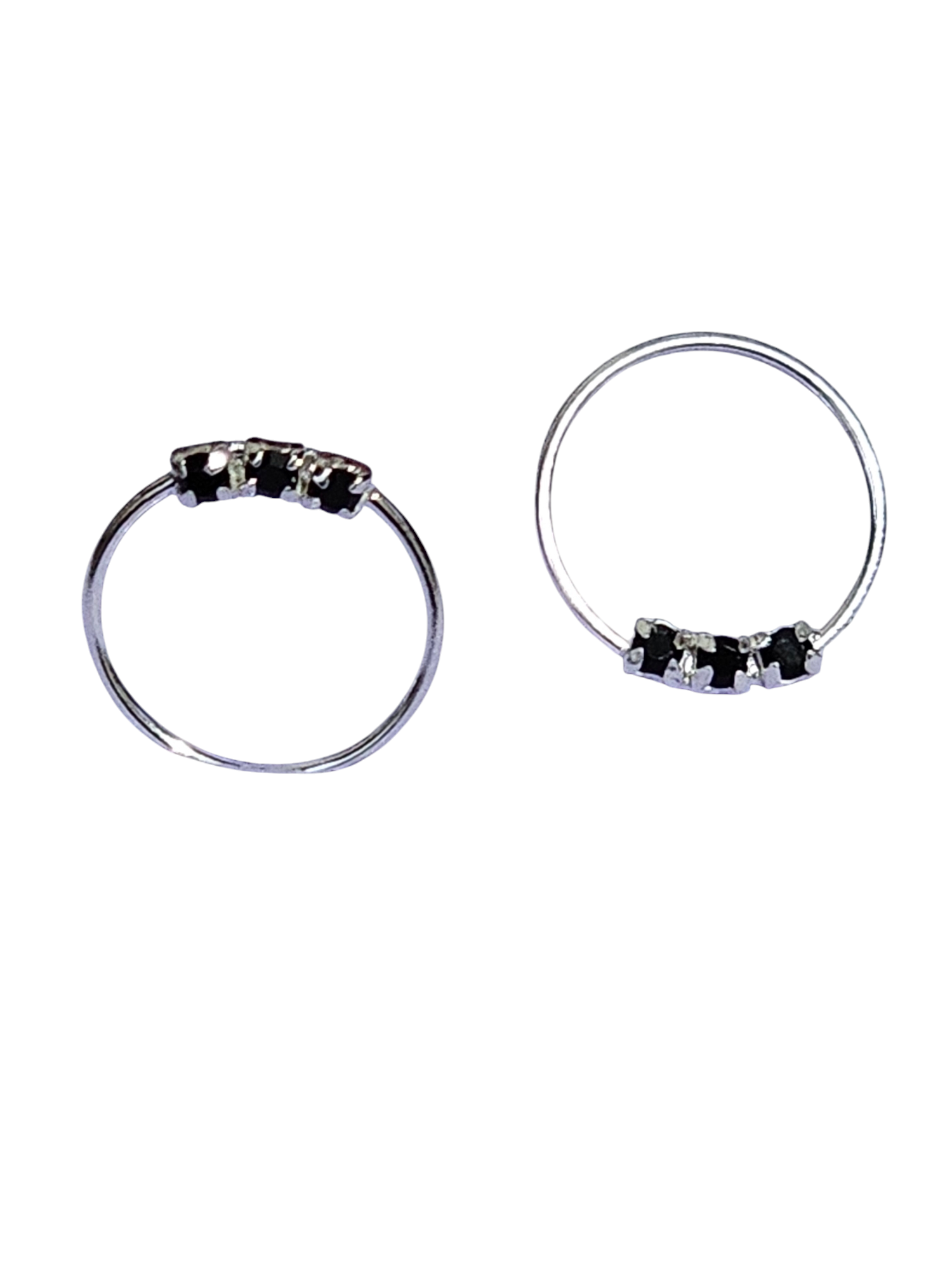 Aro Piercing Mujer Plata 925  Circon Negro 10 Mm Regalo-2