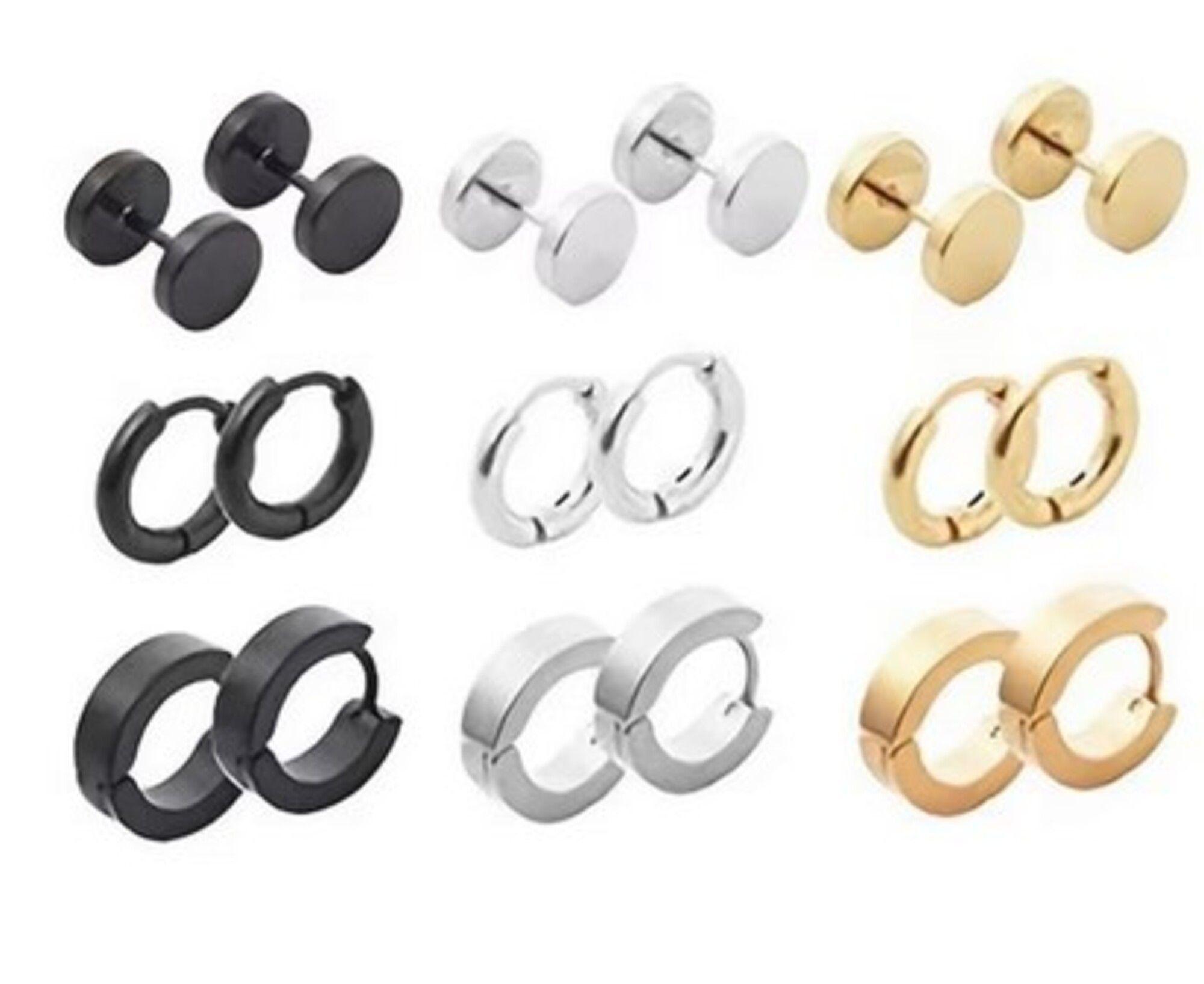 Aro Piercing Falso Pack 9 Pares Acero Hombre Mujer (18 Unds)-0