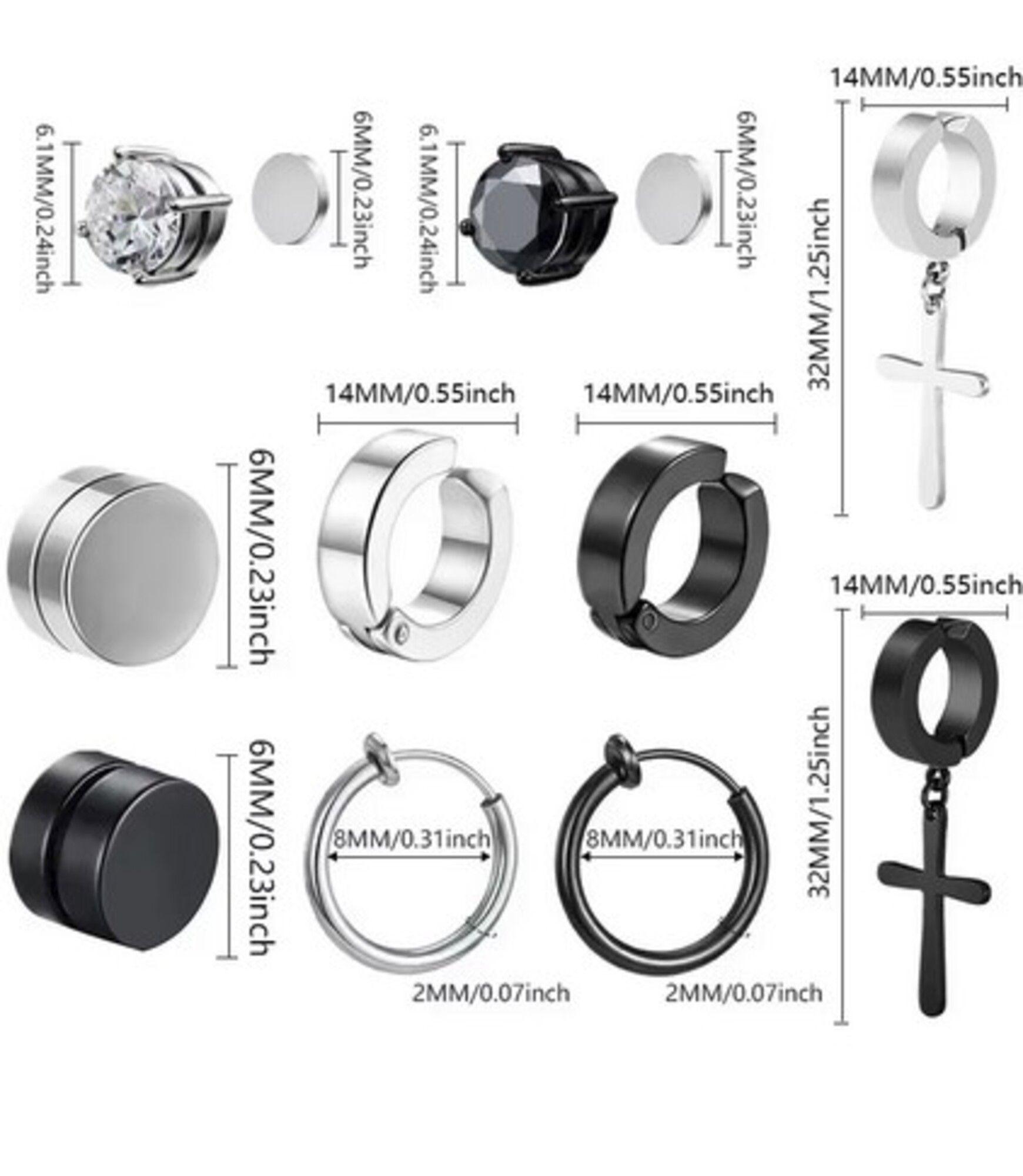 Aro Piercing Falso Pack 9 Pares Acero Hombre Mujer (18 Unds)-1