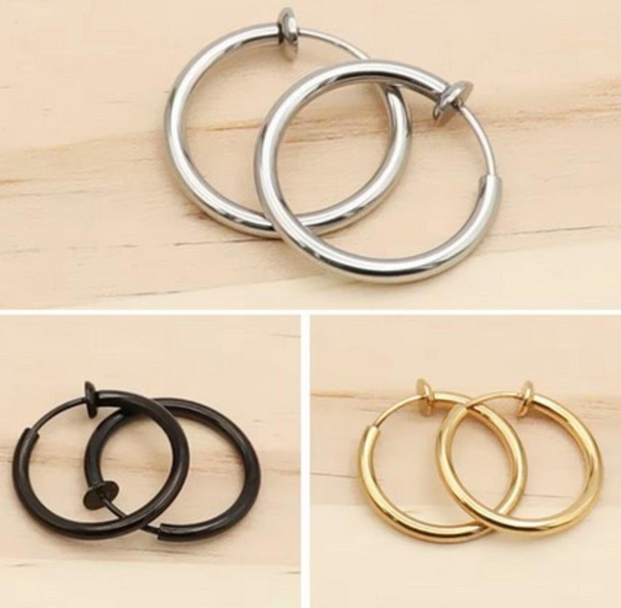 Aro Piercing Falso Pack 9 Pares Acero Hombre Mujer (18 Unds)-3