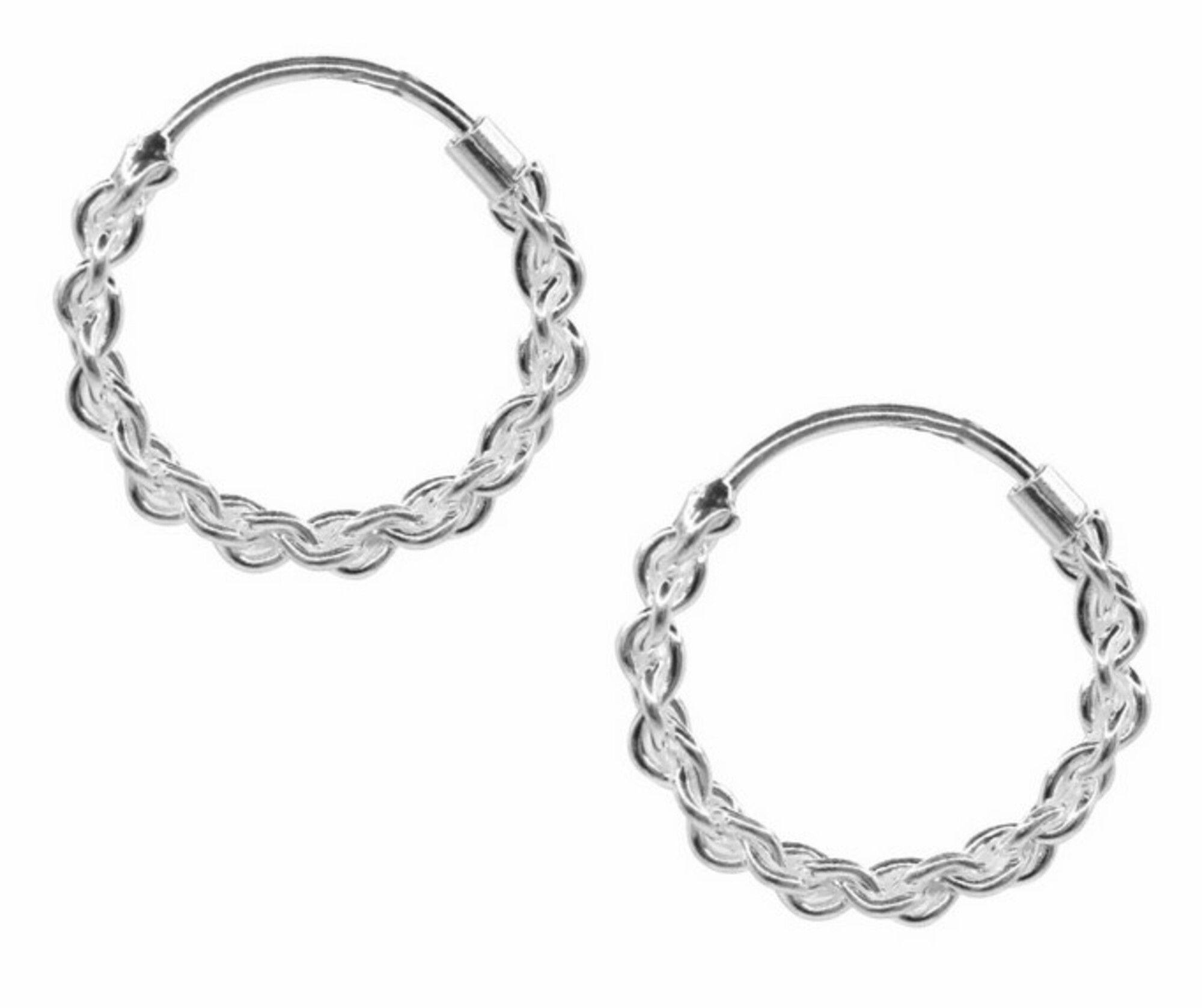Aros De Plata 925 Argollas Trenzadas 14 Mm-0