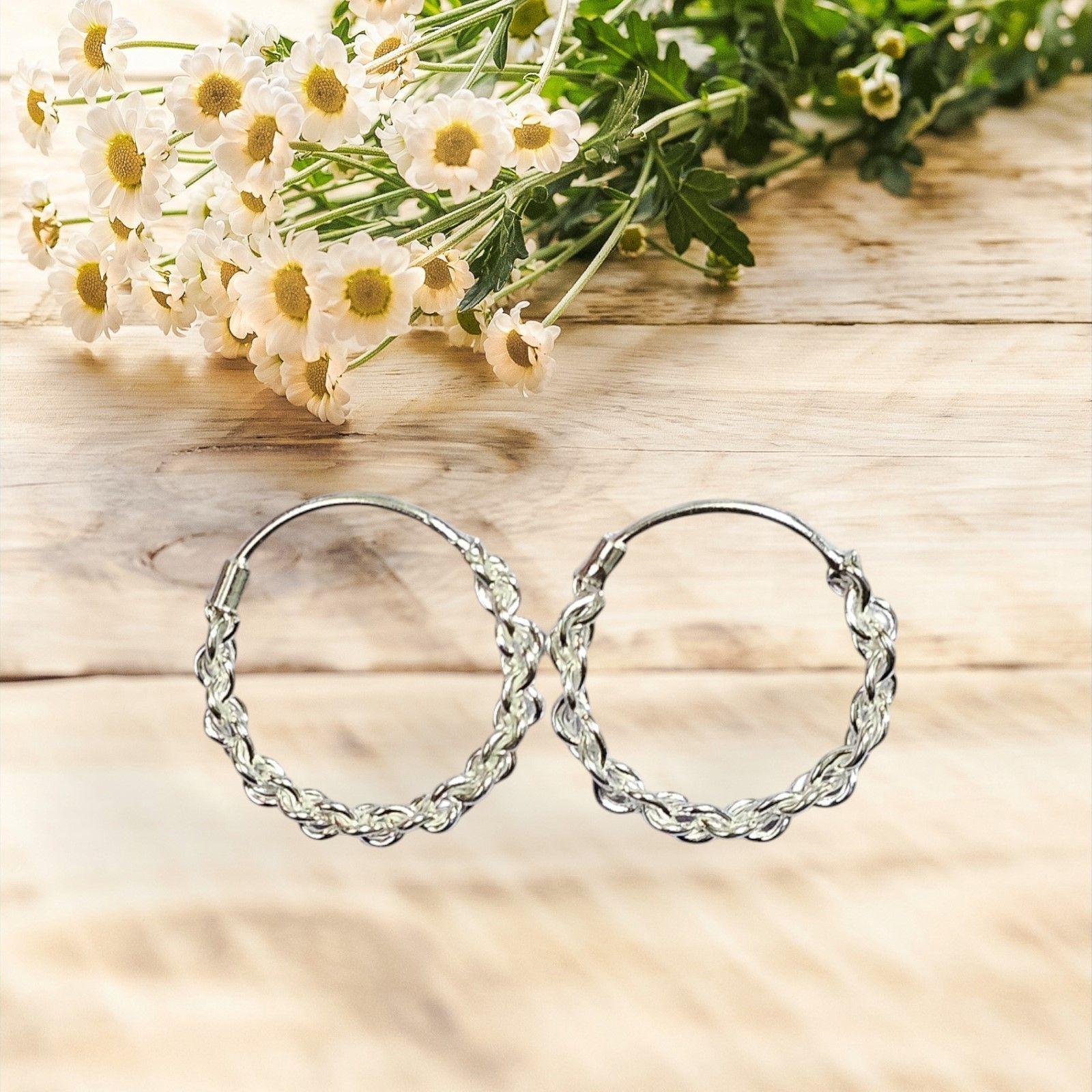 Aros De Plata 925 Argollas Trenzadas 14 Mm-1