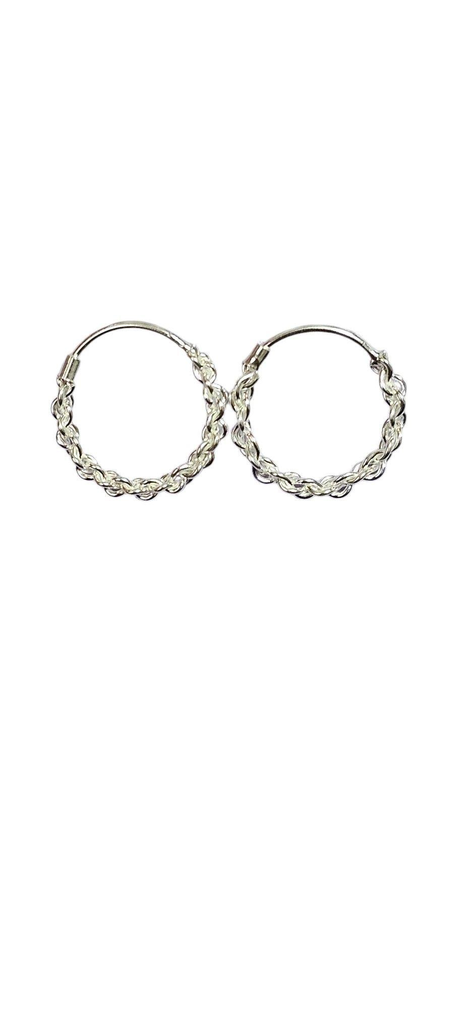 Aros De Plata 925 Argollas Trenzadas 14 Mm-2
