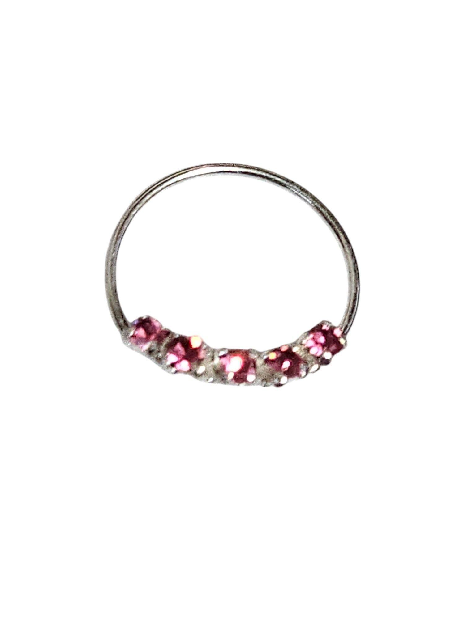 Aro Plata 925 Piercing Circon Rosa Regalo-2