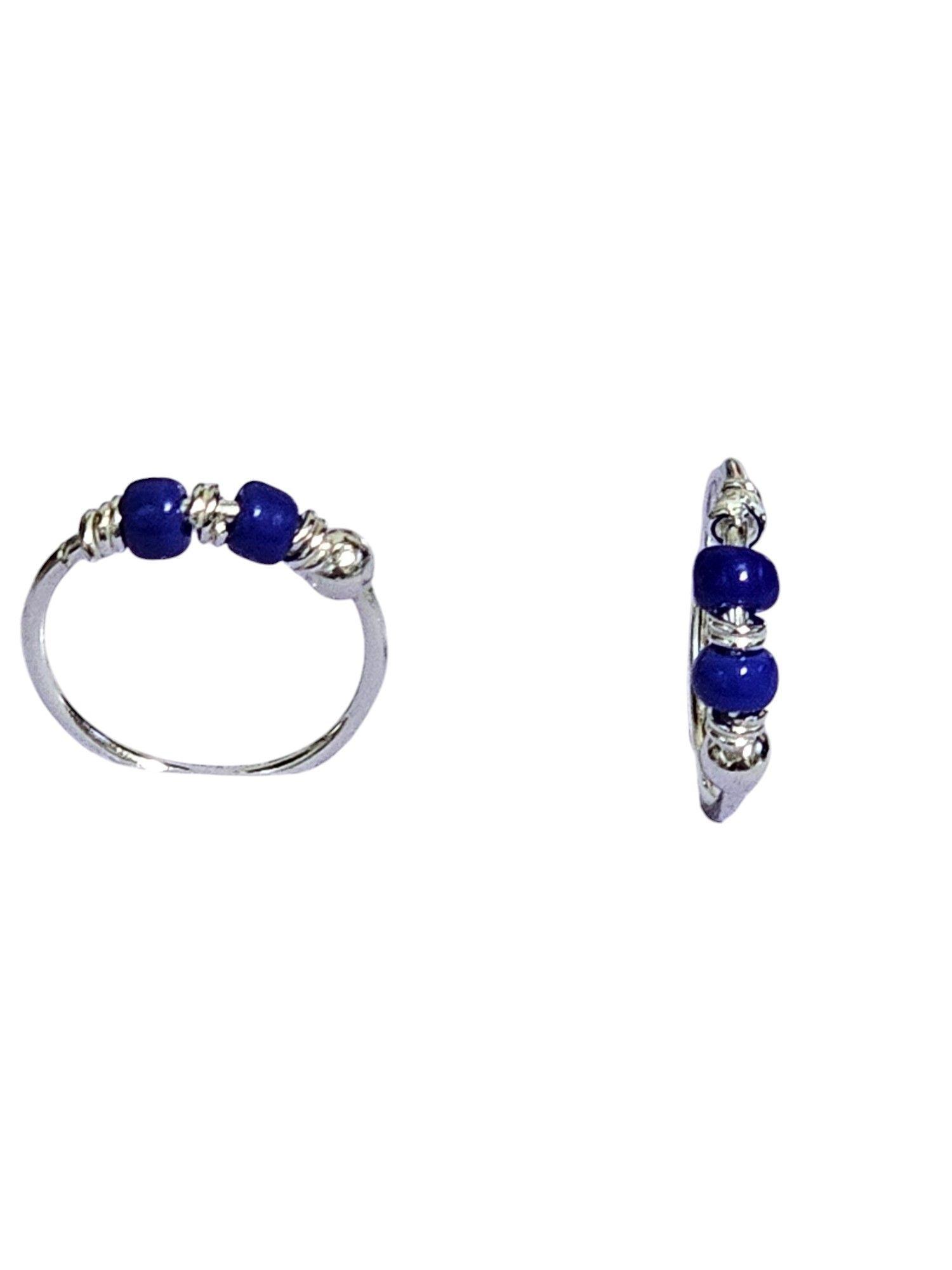 Aros Plata 925 Argolla Piercing Azul Caja Regalo-2