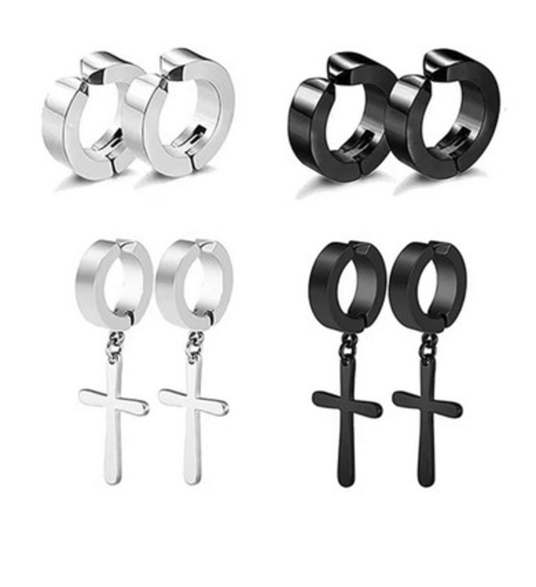 Aro Piercing Falso Pack 4 Pares Acero Unisex  (8 Unds)-0