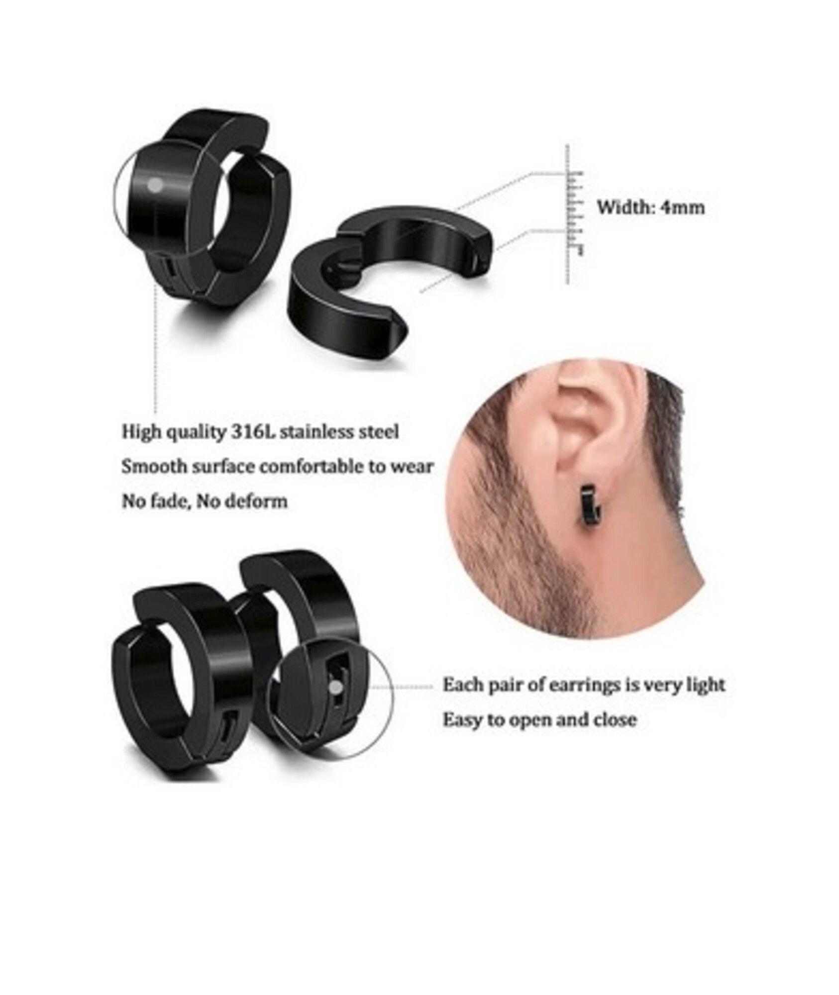 Aro Piercing Falso Pack 4 Pares Acero Unisex  (8 Unds)-2