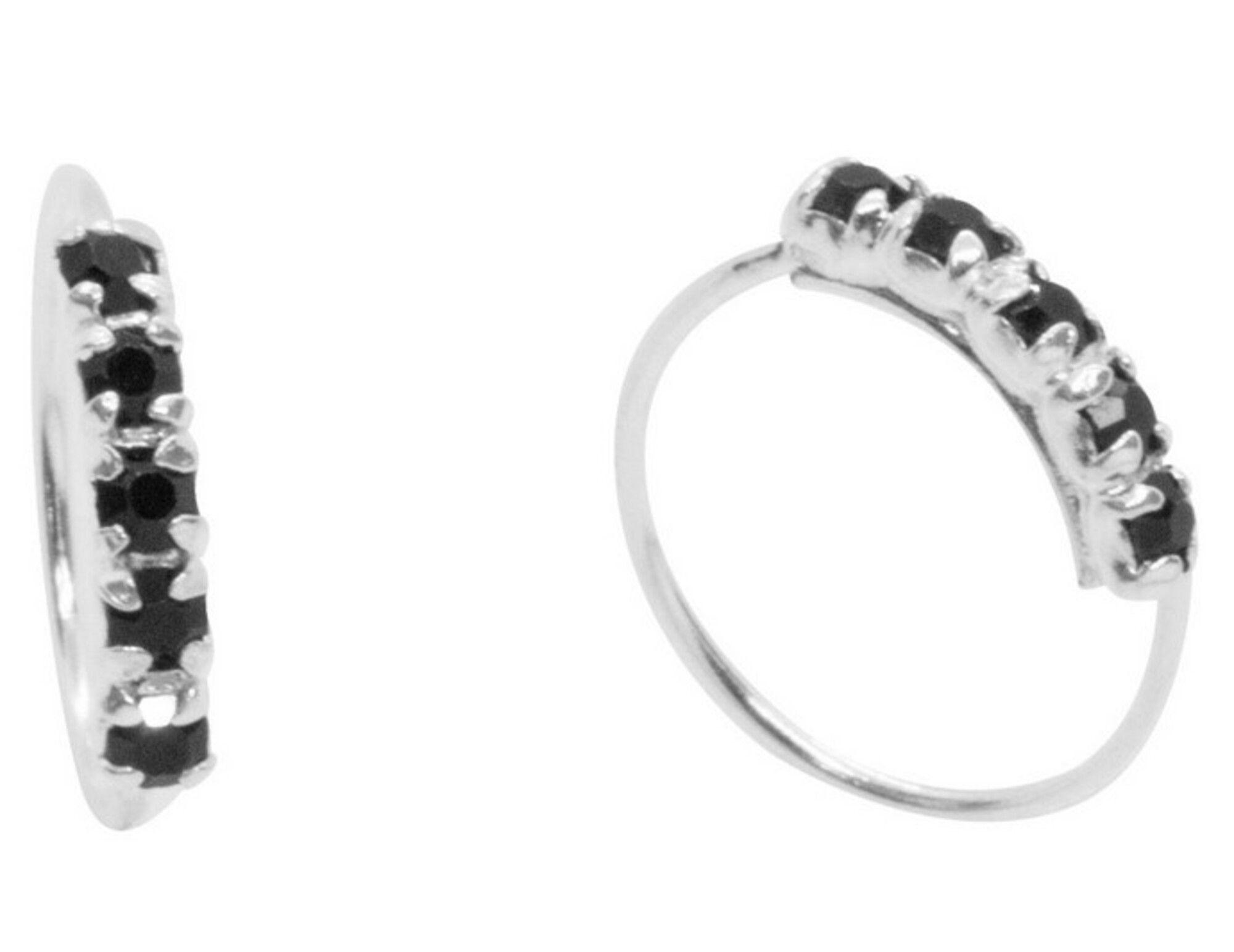Aro Plata 925 Piercing Circones Negros Caja De Regalo-0