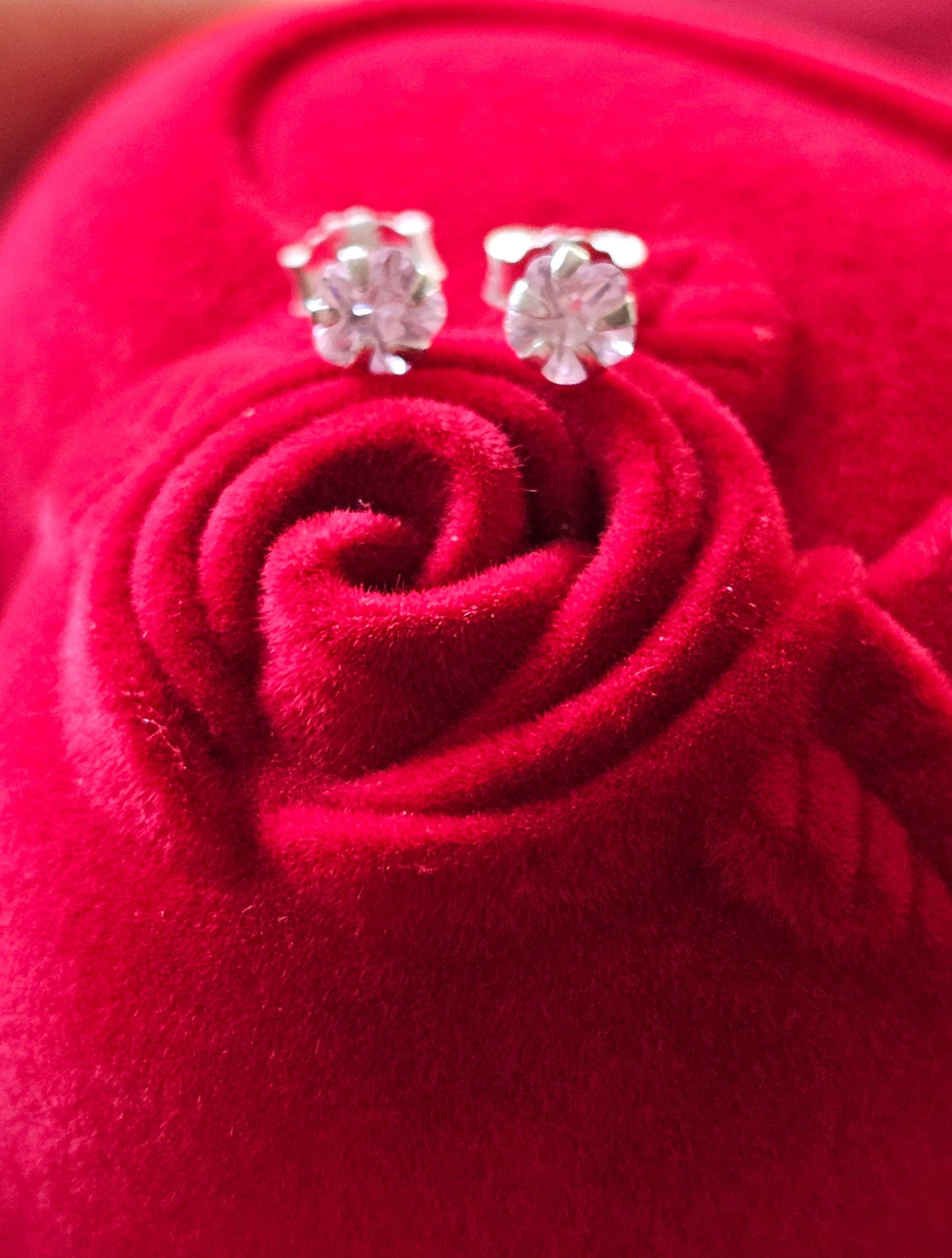 Aros De Plata 925 Flores De Circón Rosa 4 Mm-4