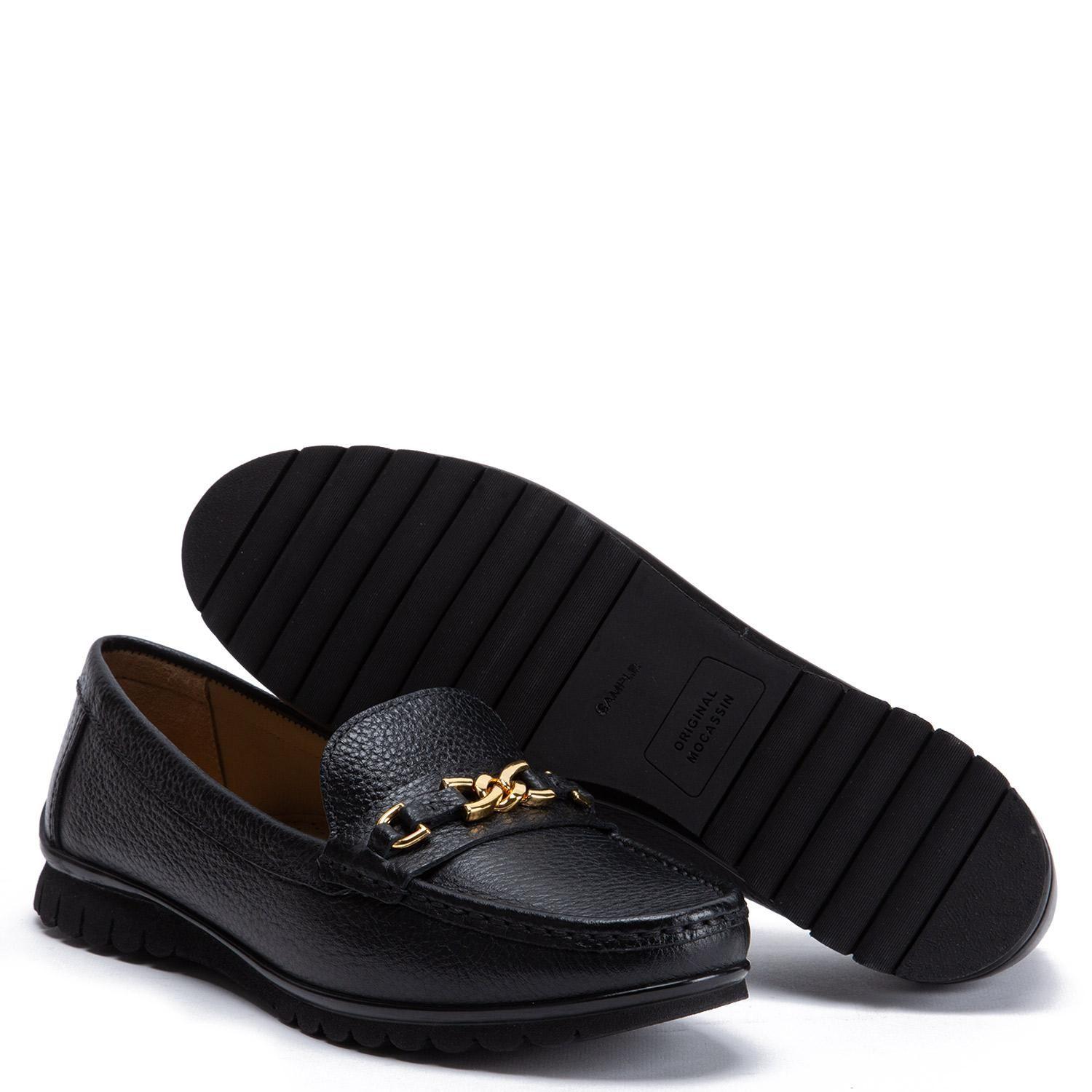 Mocasin de cuero mujer Gacel negro Trini-3
