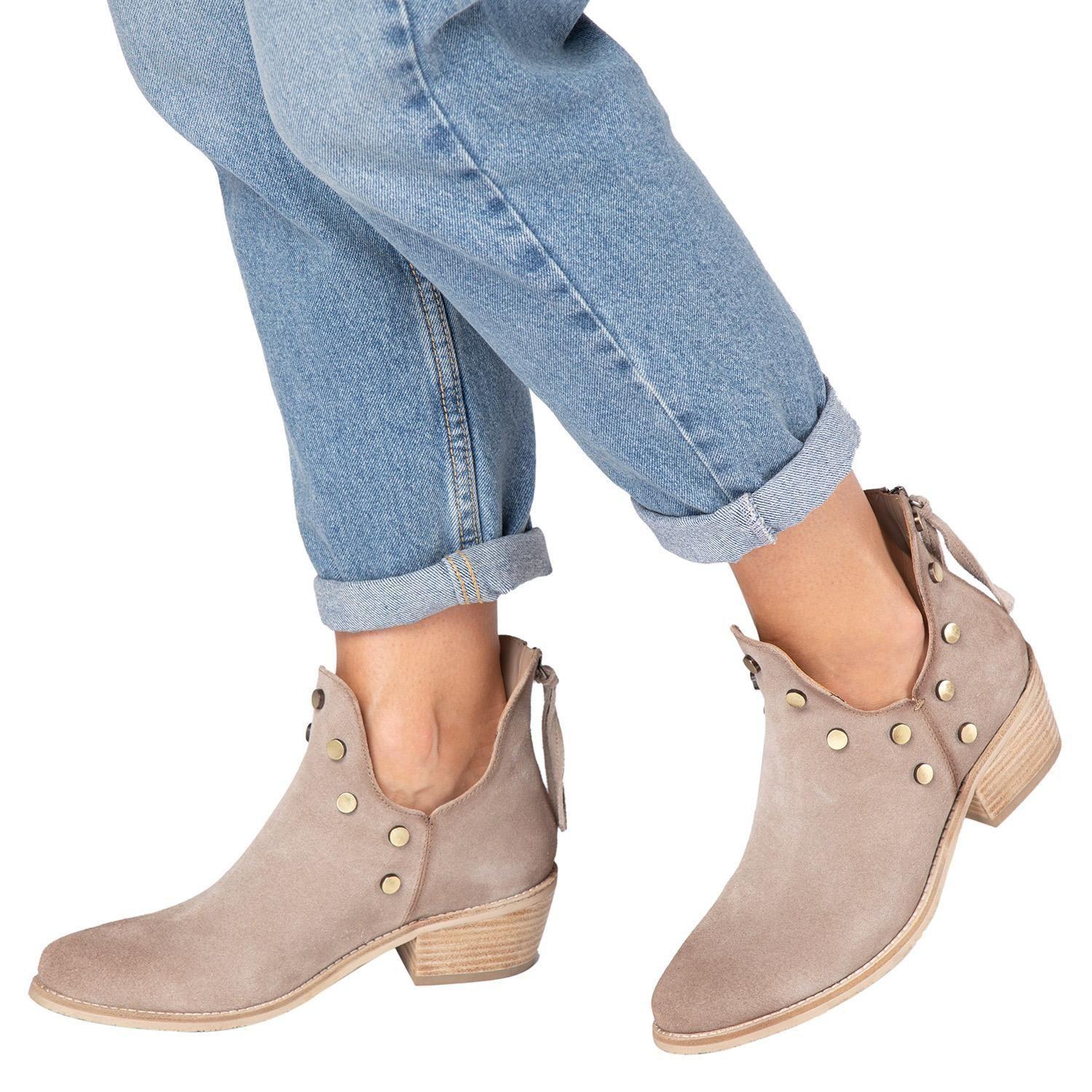 Bootie de cuero mujer Gacel Arena Sheyla 0659737-1