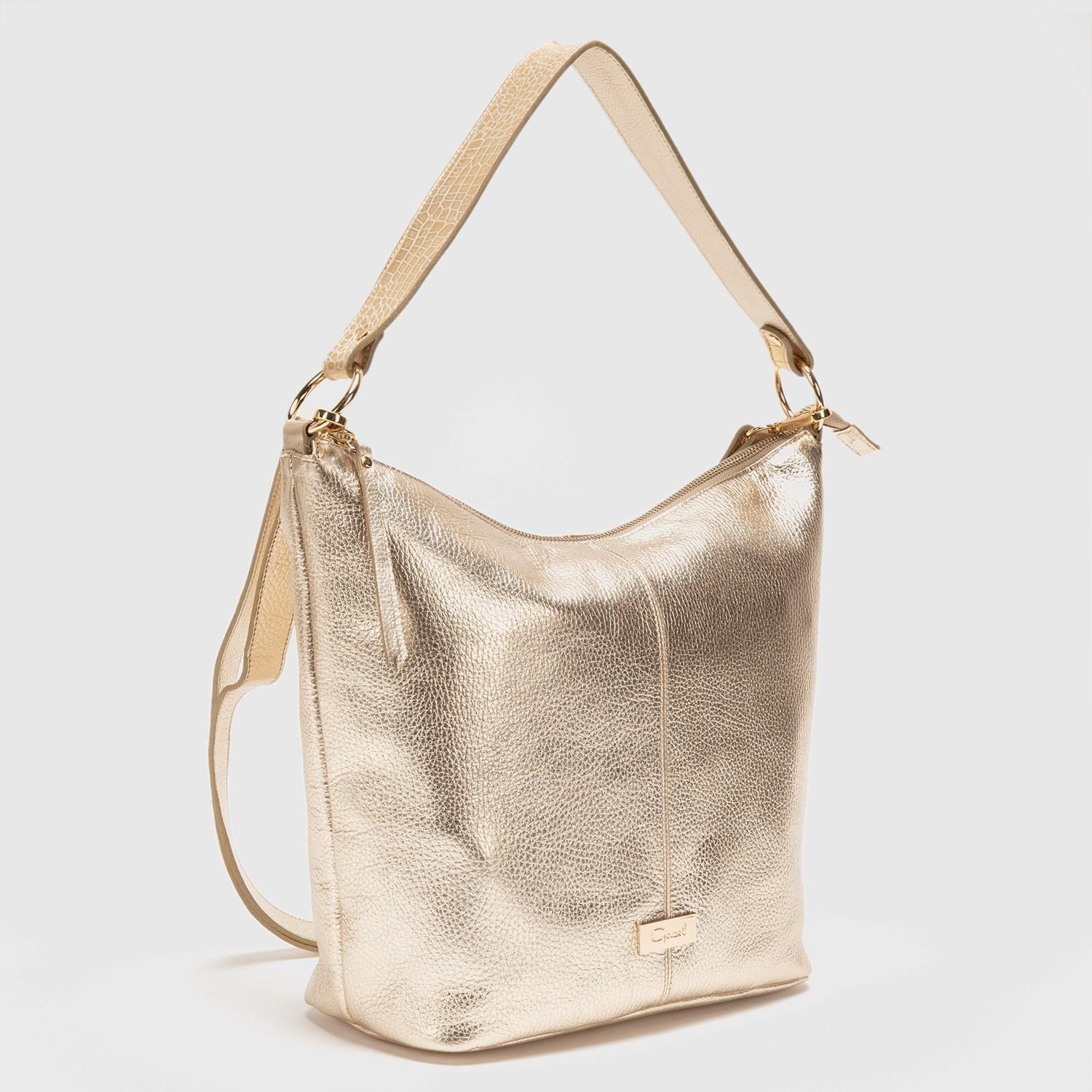 Cartera de cuero mujer Gacel dorado Oval-2