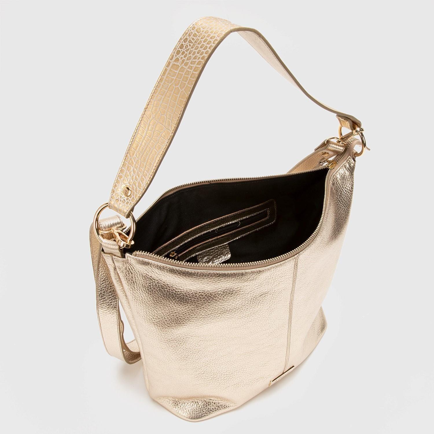 Cartera de cuero mujer Gacel dorado Oval-4