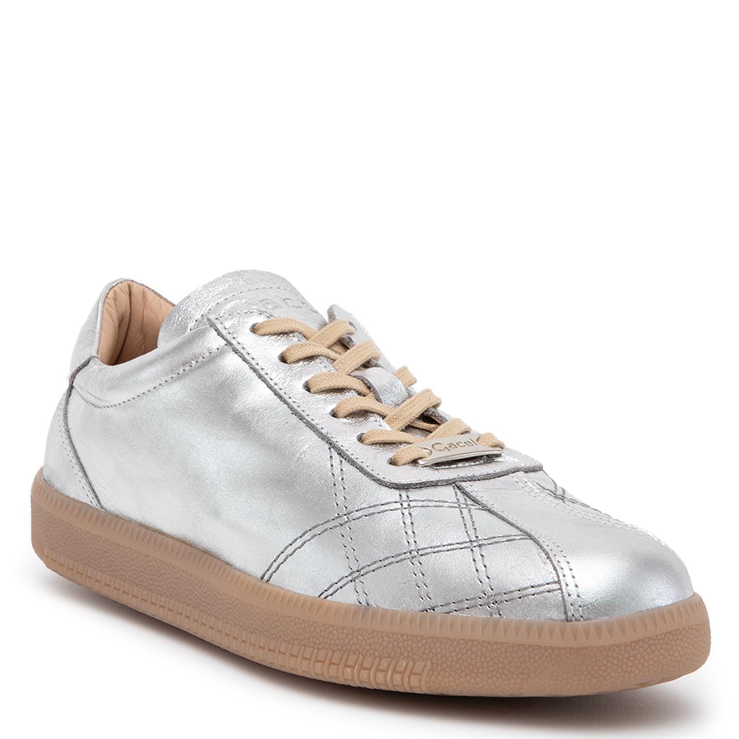 Zapatilla de cuero mujer Gacel plateado Dafne-2