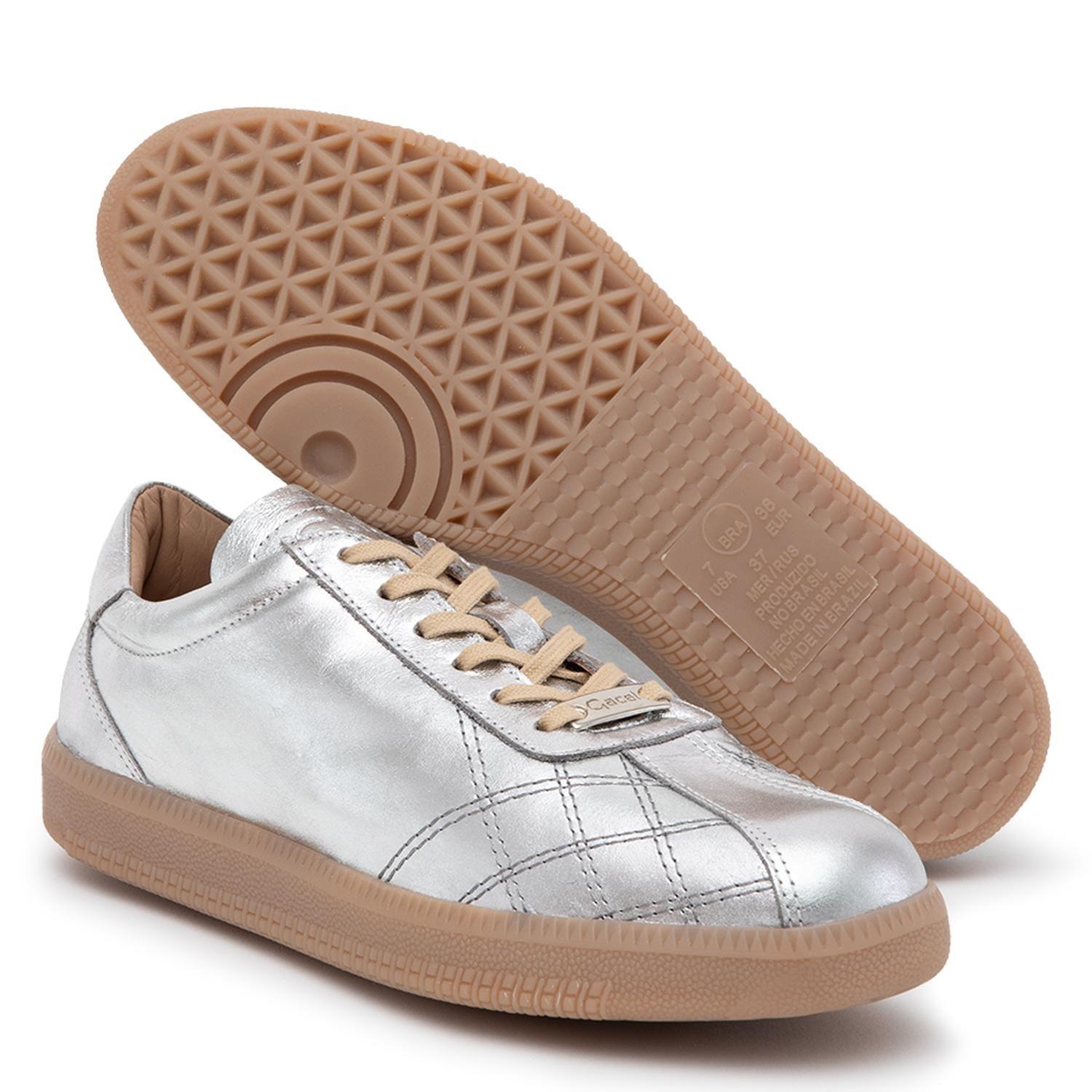Zapatilla de cuero mujer Gacel plateado Dafne-3
