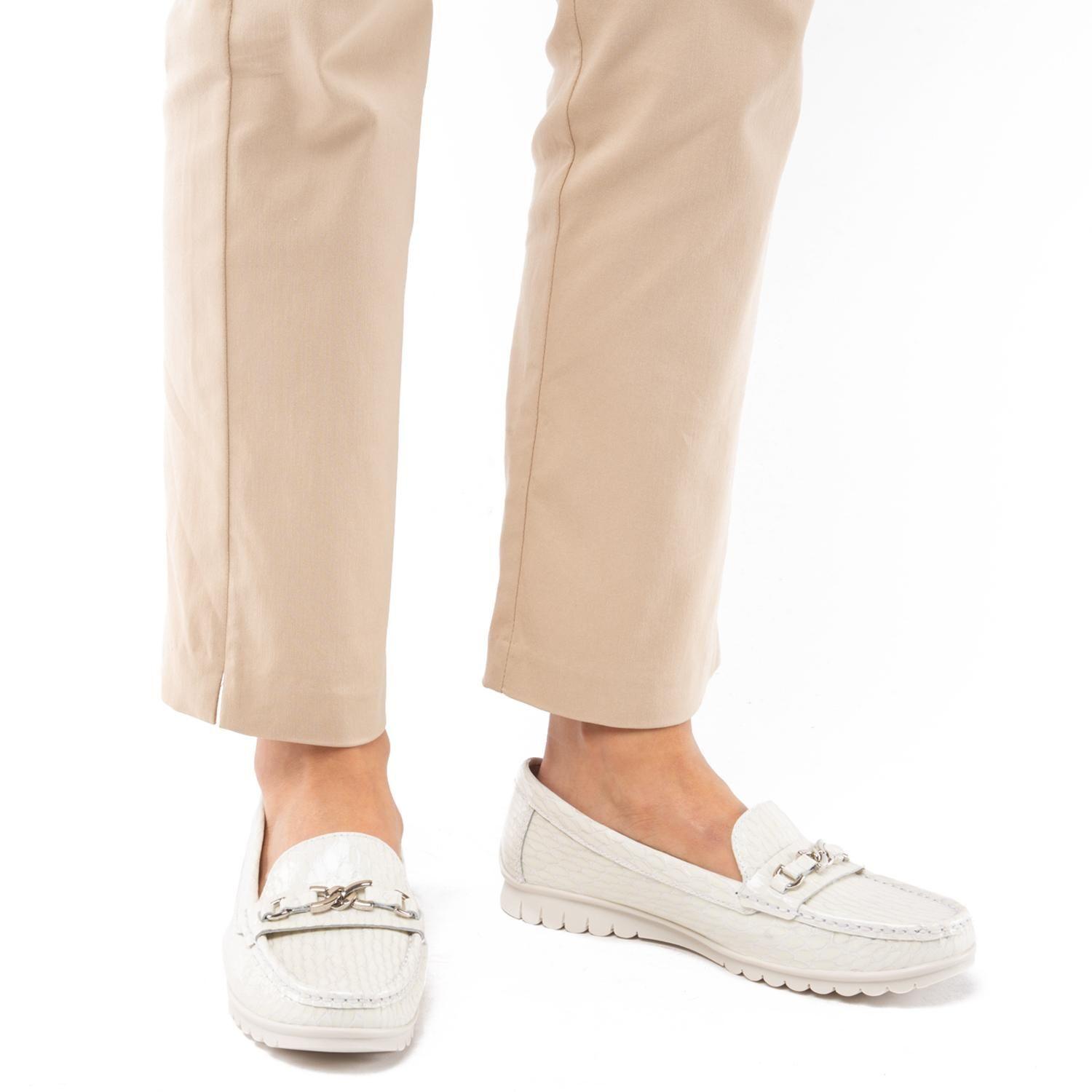 Mocasin de cuero mujer Gacel blanco Trini-1