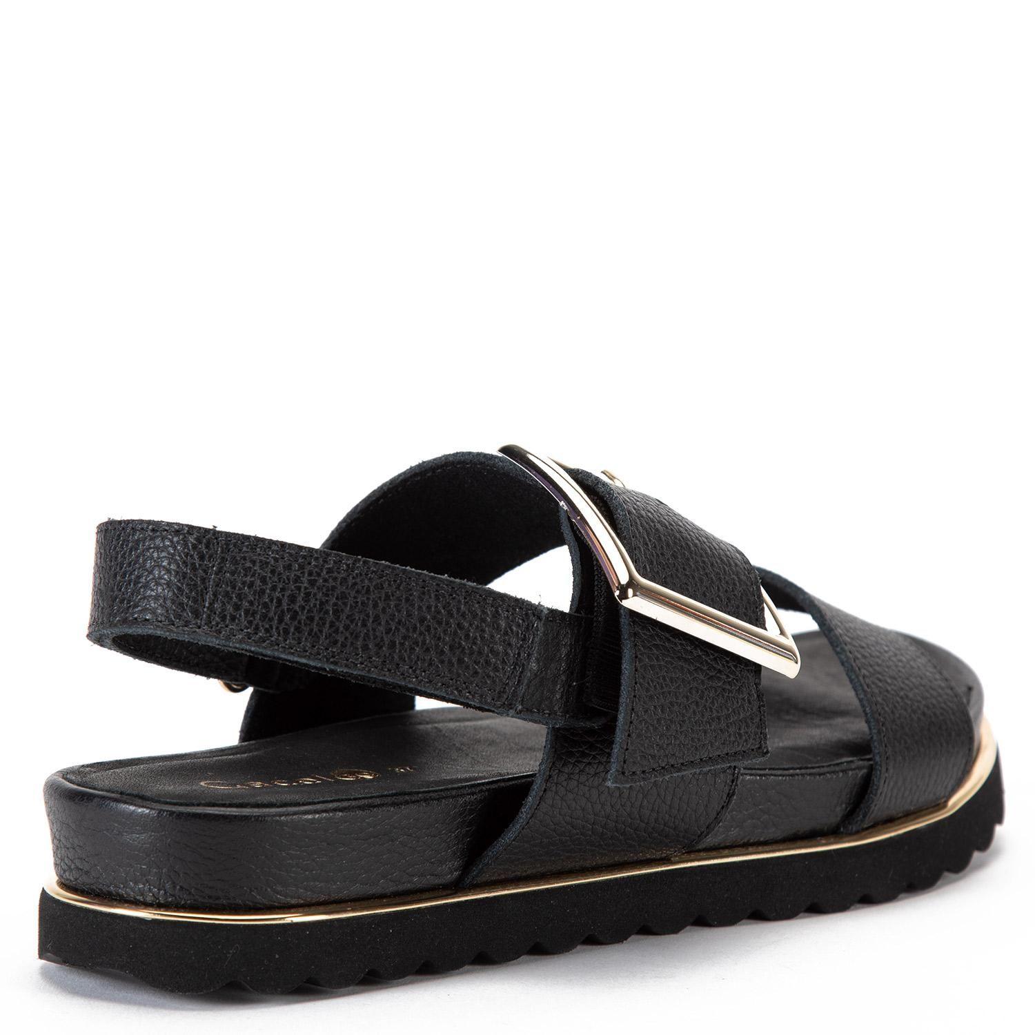 Sandalia de cuero mujer Gacel negro Ashanti-4