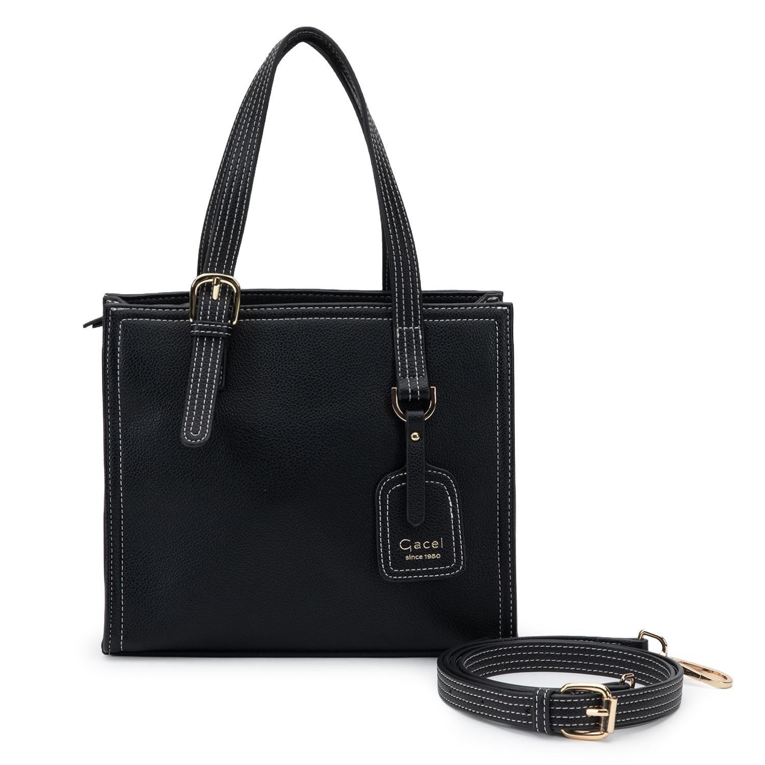 Cartera mujer Gacel negro dos asas pequeña-0