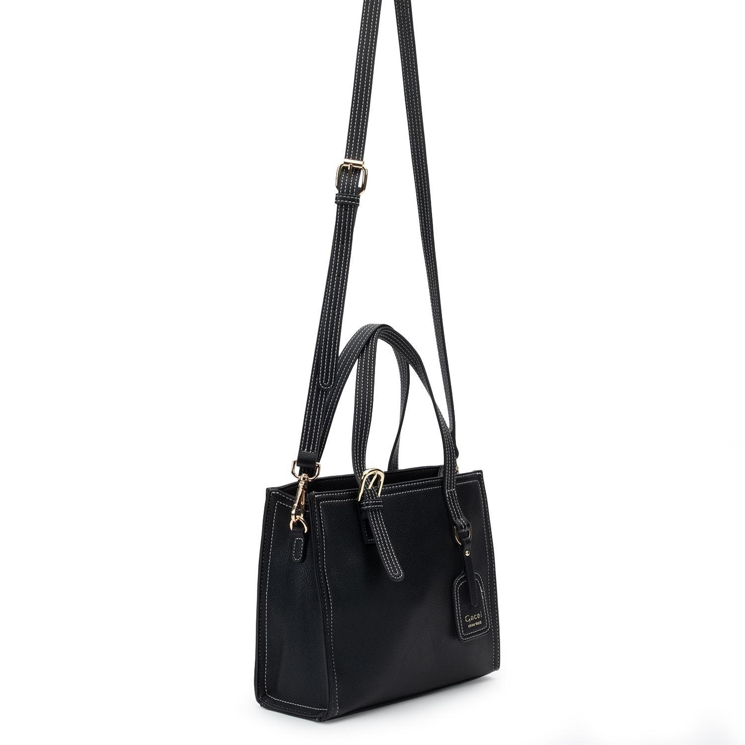 Cartera mujer Gacel negro dos asas pequeña-3