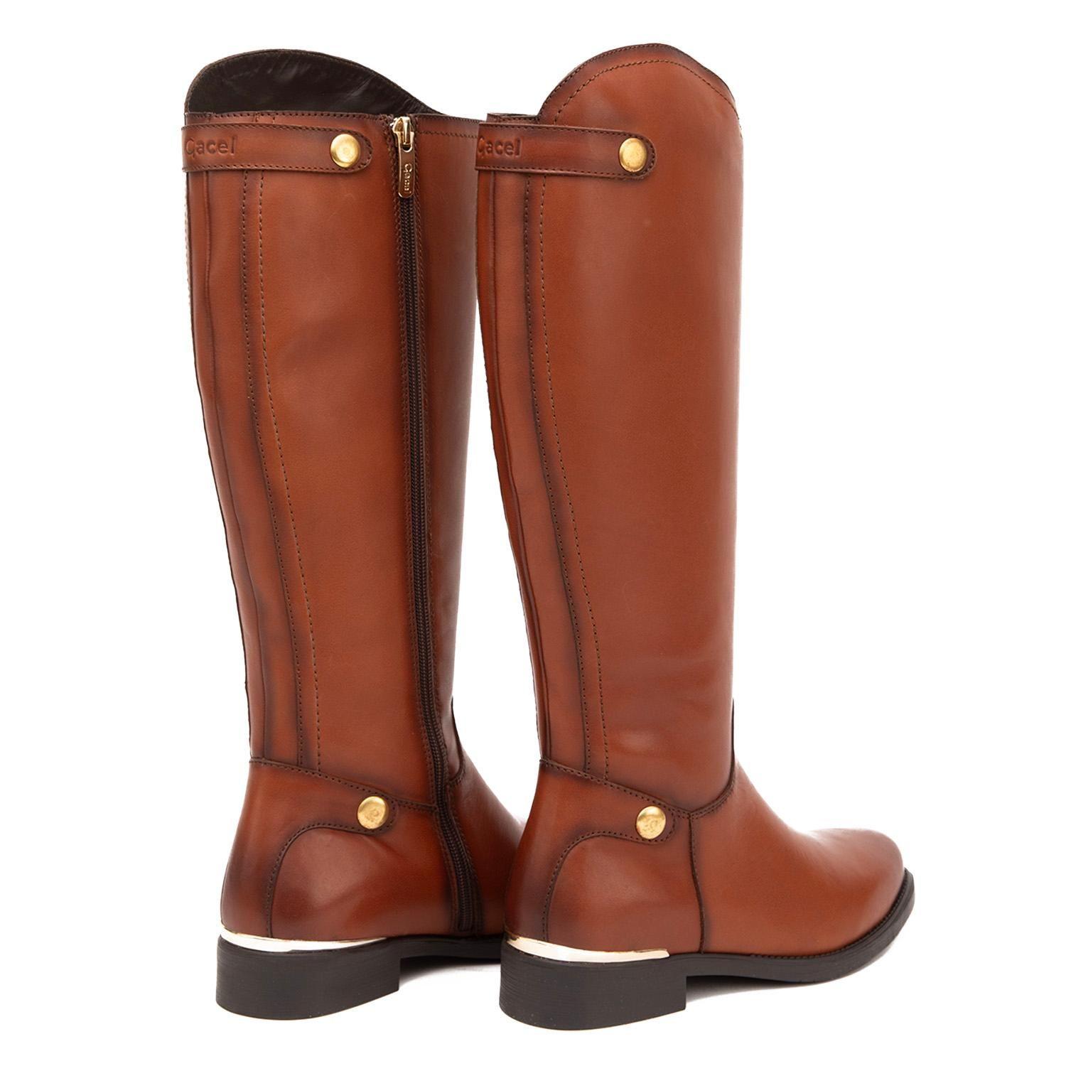 Bota de cuero mujer Gacel tostado Hortencia 0660823-4