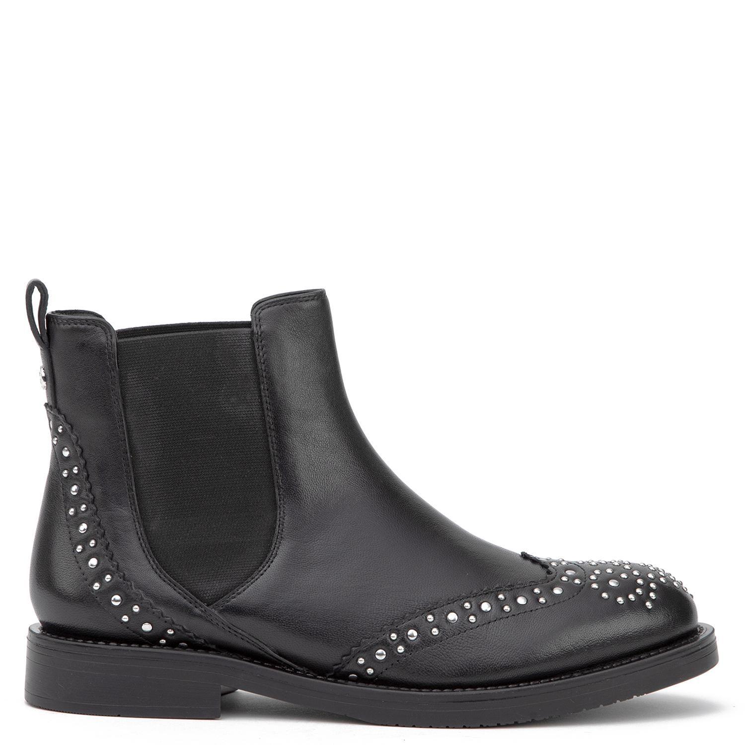 Botin de cuero mujer Gacel negro Zoey-0