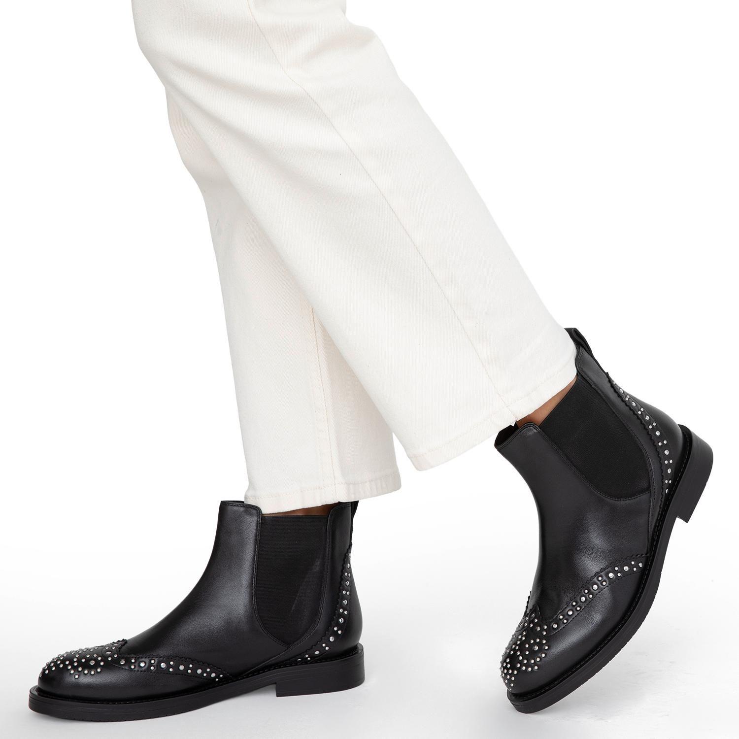 Botin de cuero mujer Gacel negro Zoey-1