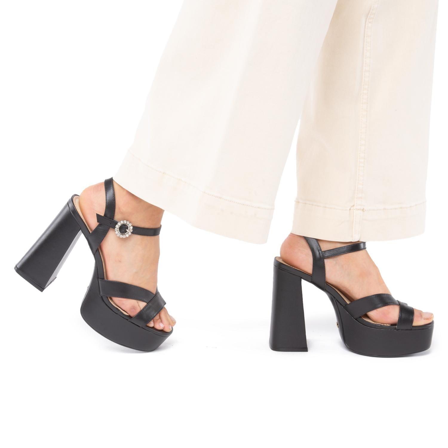 Sandalia de cuero mujer Gacel negro Rue-1