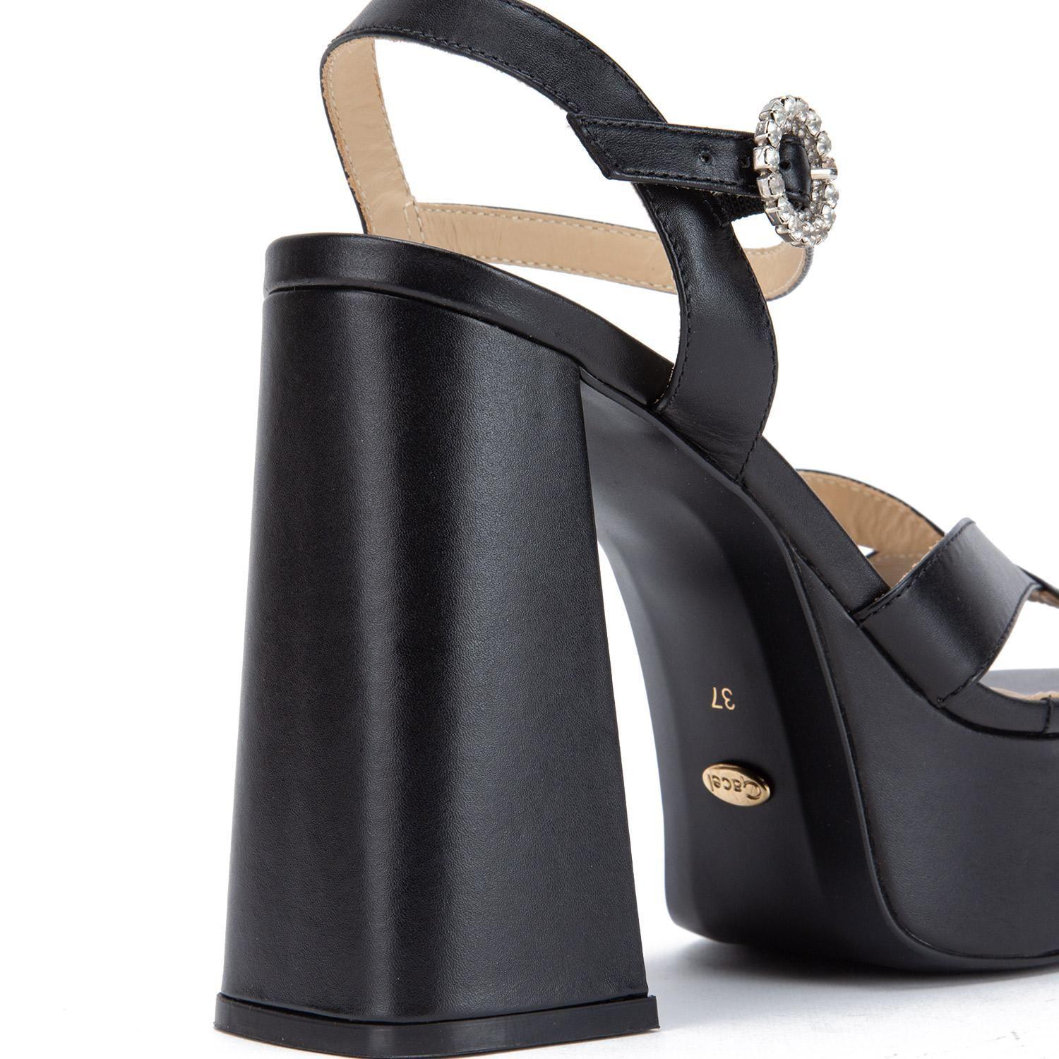 Sandalia de cuero mujer Gacel negro Rue-3