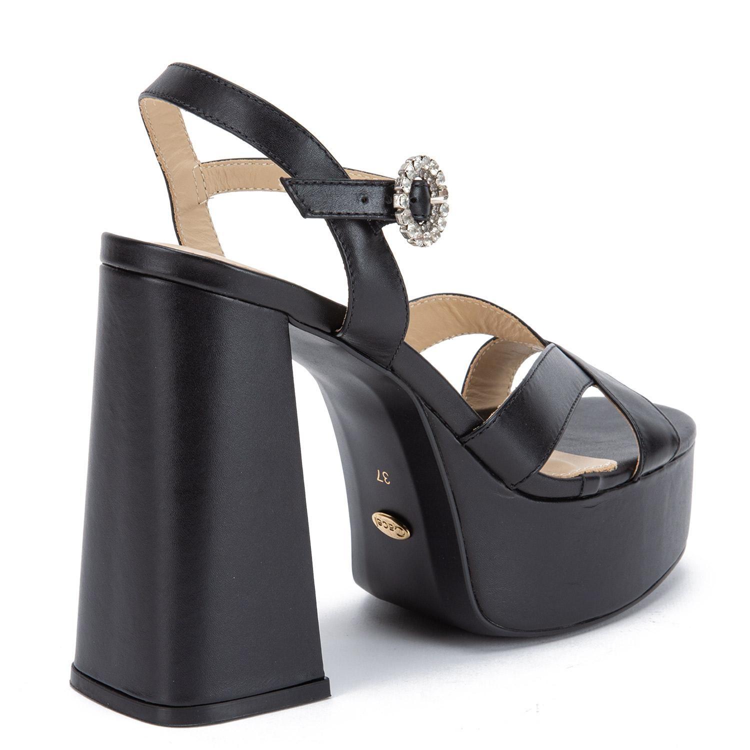 Sandalia de cuero mujer Gacel negro Rue-4