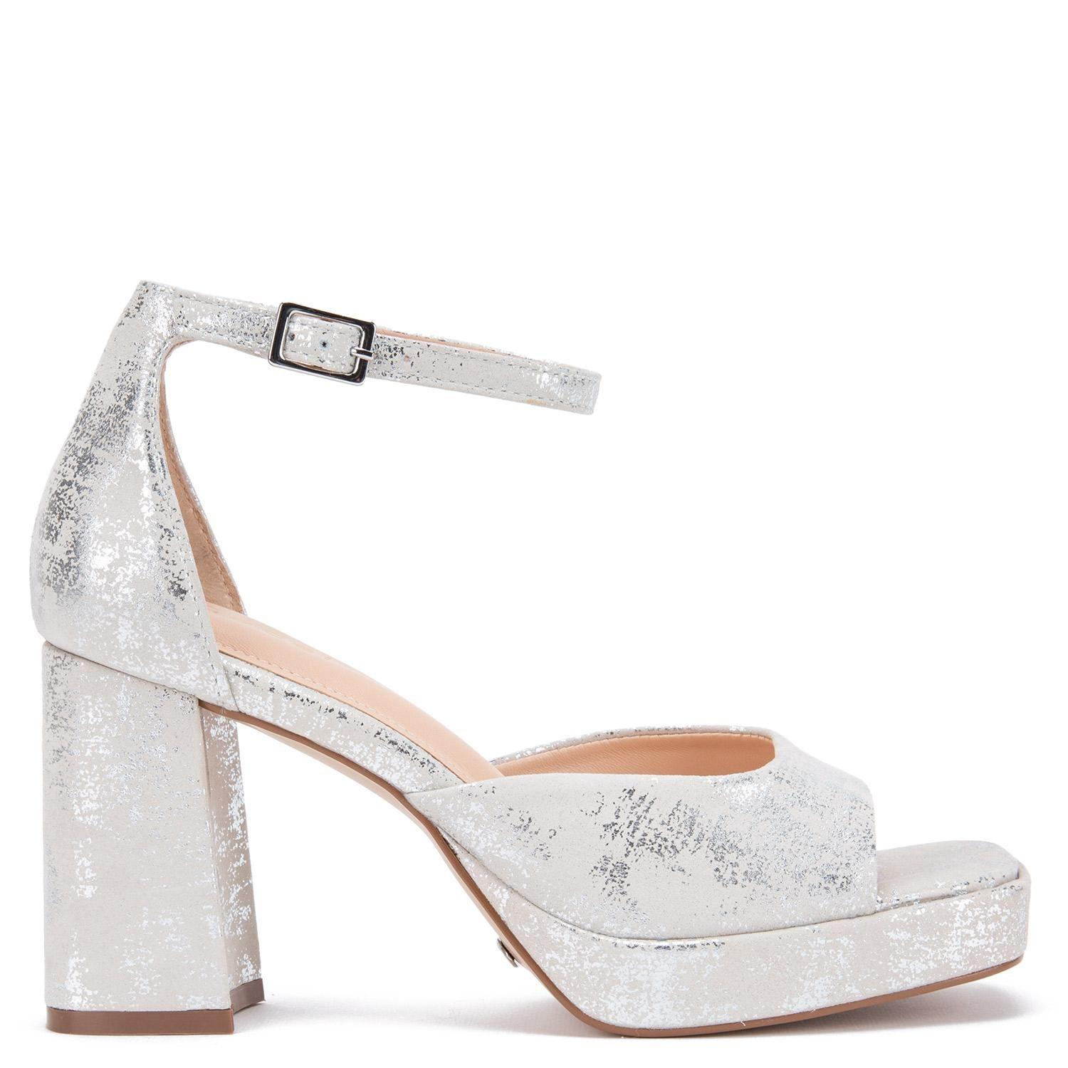 Sandalia de cuero mujer Gacel Plateado Mabel 0660484-0
