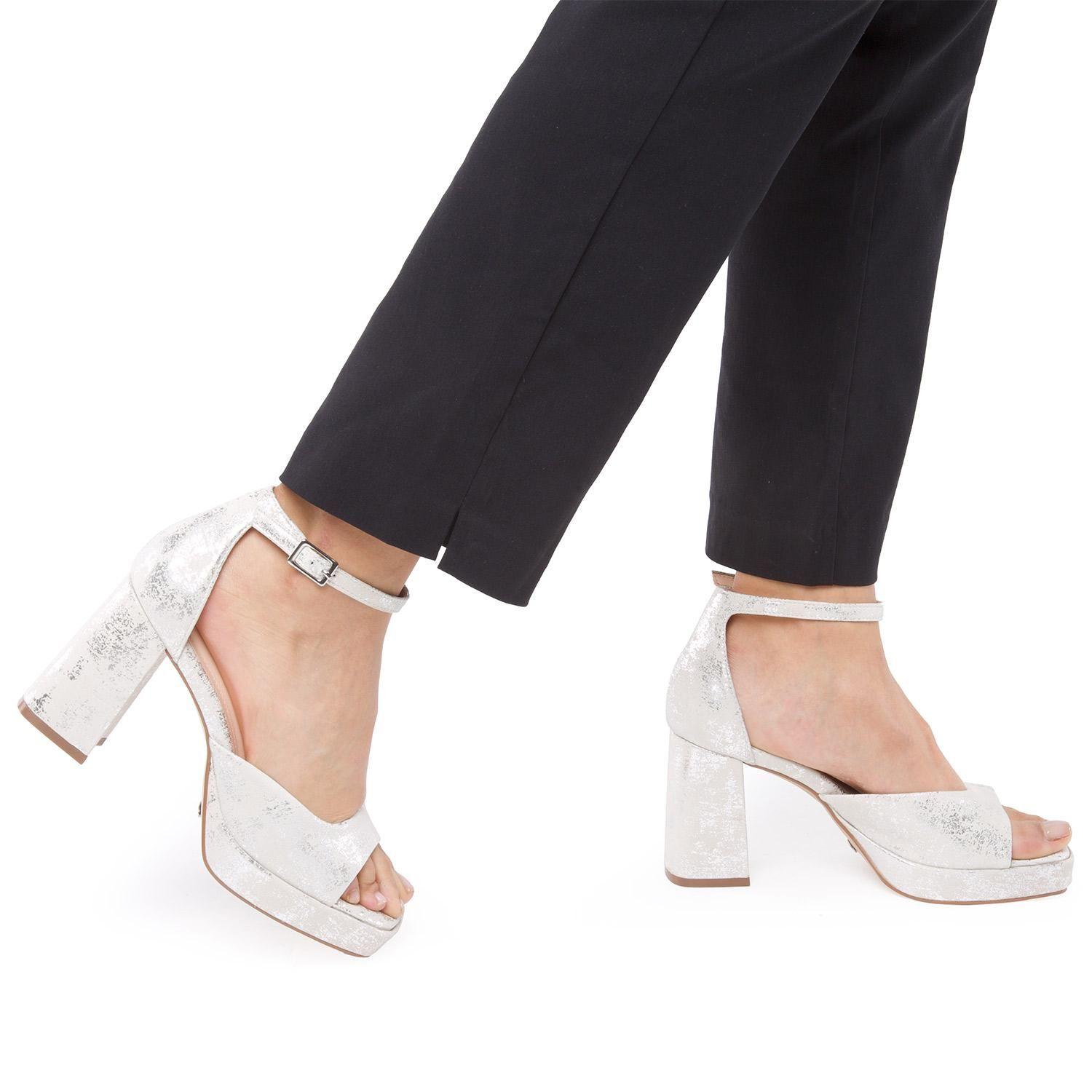Sandalia de cuero mujer Gacel Plateado Mabel 0660484-1