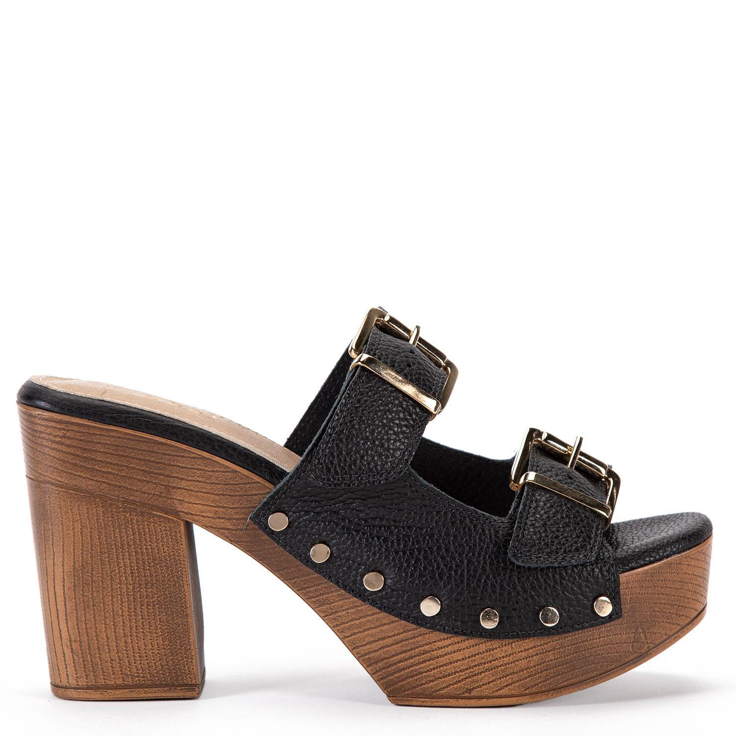 Sandalia de cuero mujer Gacel negro Flavia-0